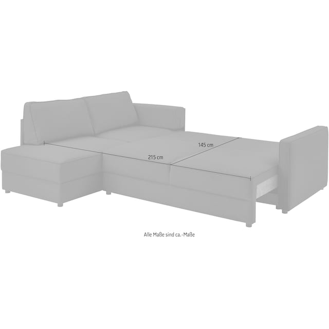 ATLANTIC home collection Schlafsofa, Ecksofa mit Bettfunktion und Bettkasten  | BAUR