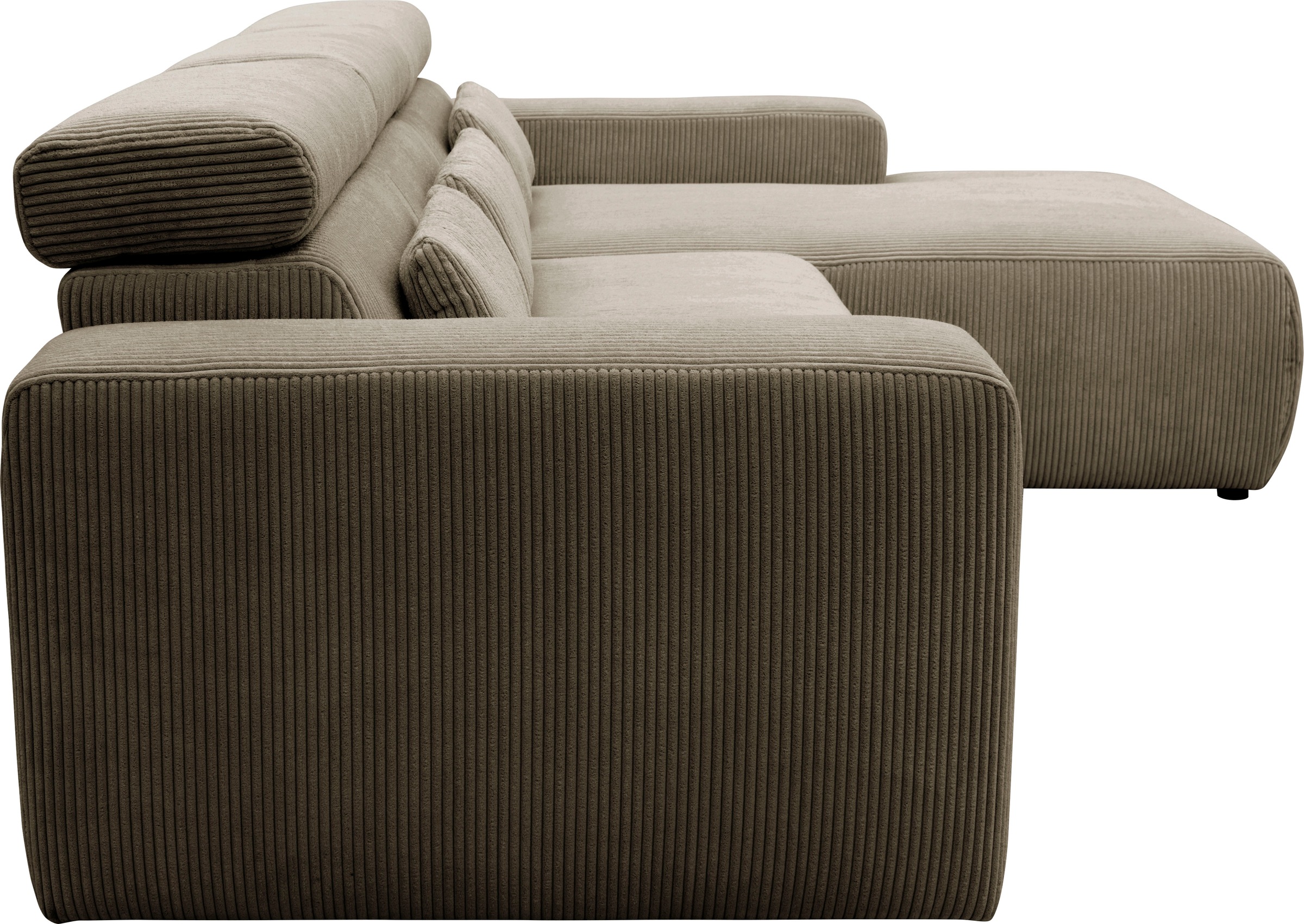DOMO collection Ecksofa »Brandon große Ausführung B/T/H: 289/177/80 cm, auch in Leder und Cord«, mit Kopfteilverstellung, wahlweise Sitztiefenverstellung, L-Form