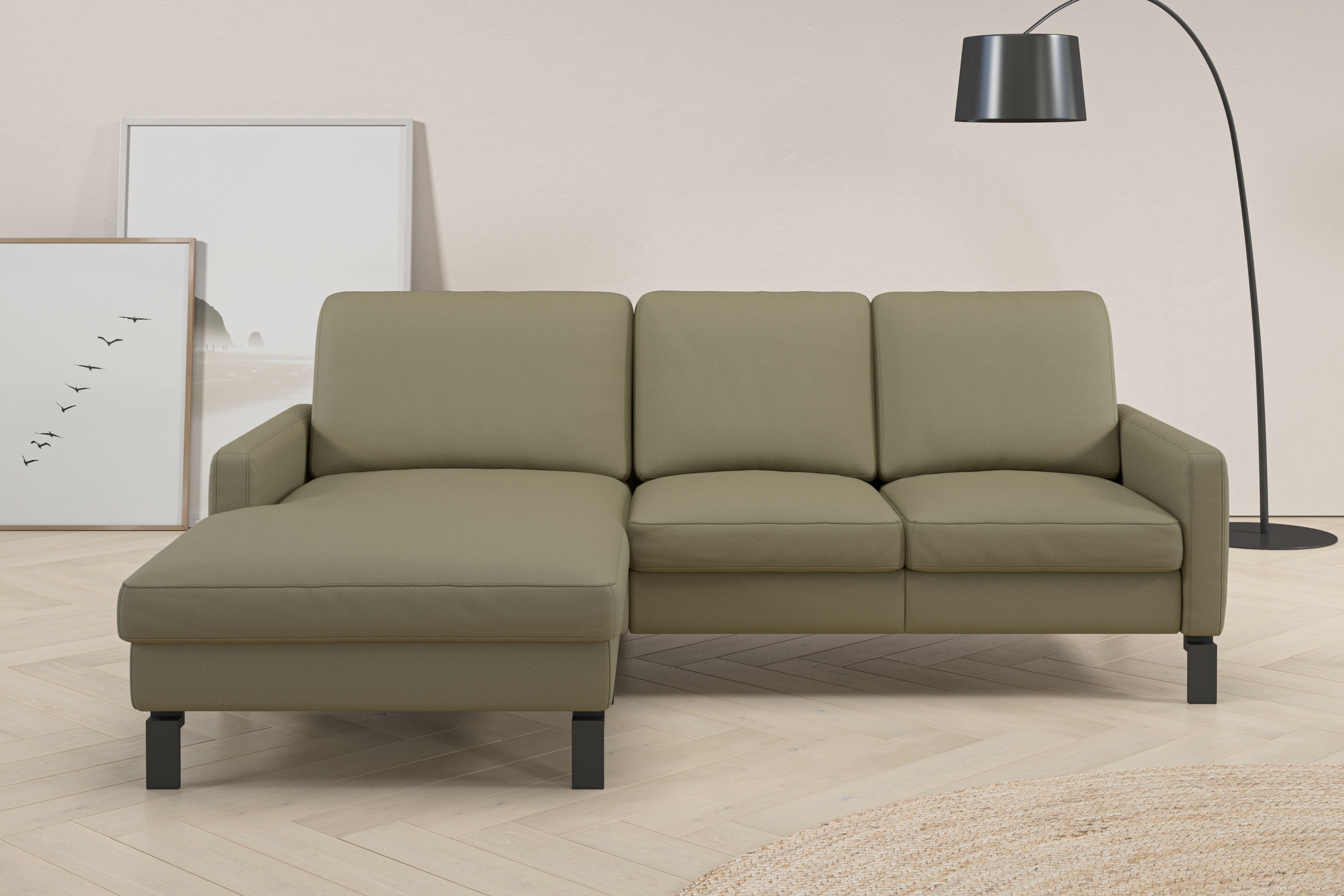 Home affaire Ecksofa "Lecce, L-Form, Federkernpolsterung, Breite 224 cm" inkl. saugroboterfreundliche Höhe & schmale Armlehnen