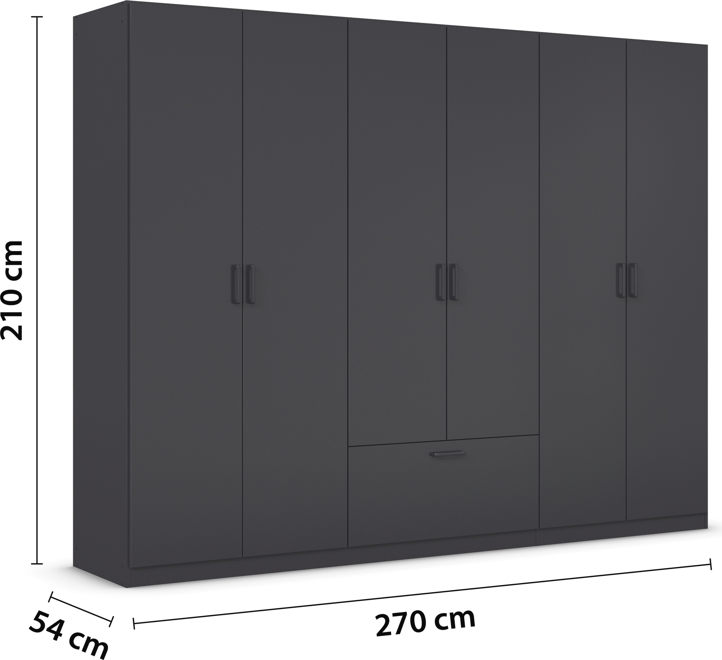 rauch Drehtürenschrank »Kleiderschrank Schrank Garderobe Wäscheschrank BARI«, mit Schubasten mittig, moderner Griff in Graumetallic MADE IN GERMANY