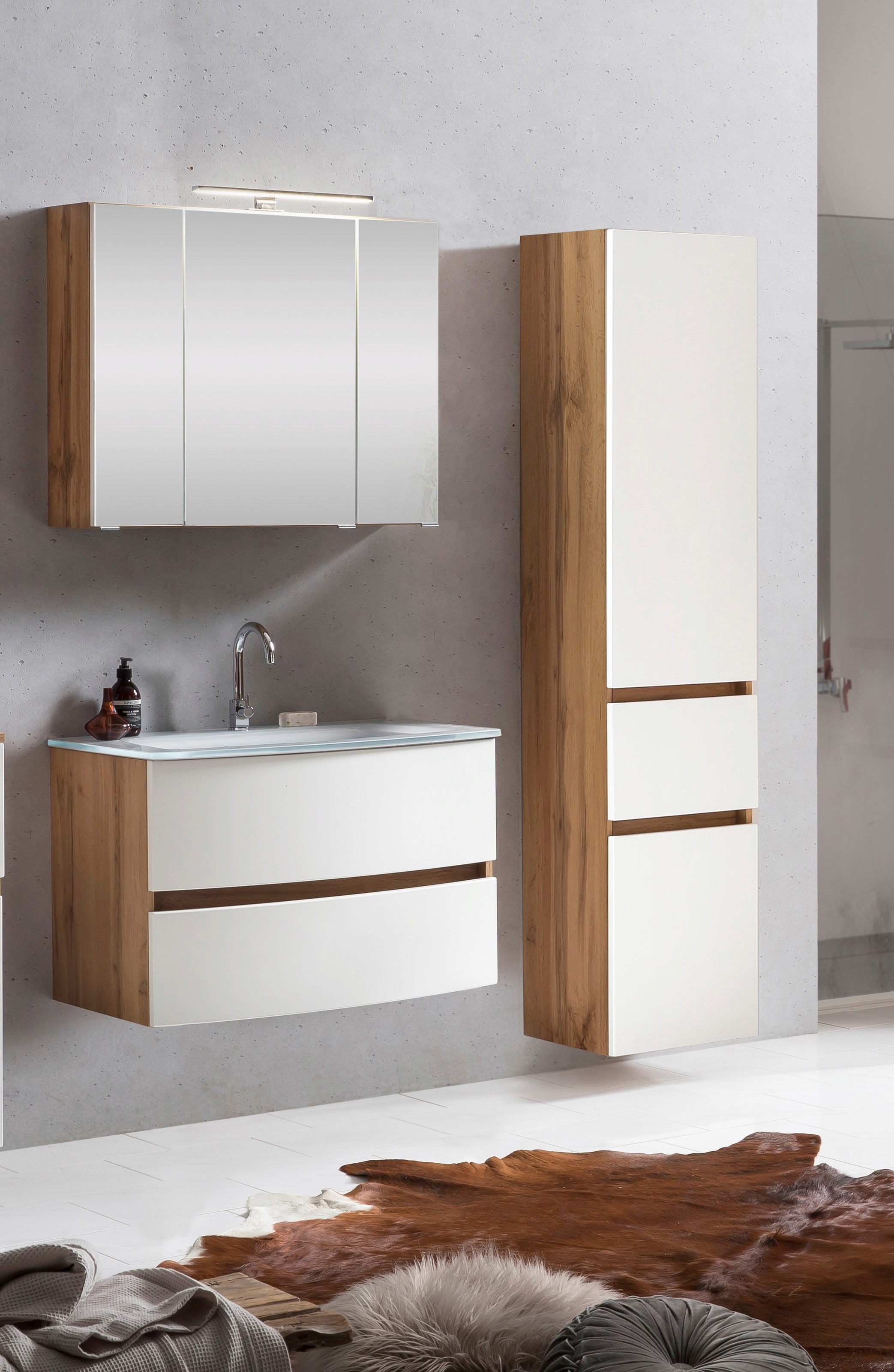 welltime Badezimmer-Set "Kaunas" Set, 3 Stk. tlg. bestehend aus Waschtisch- günstig online kaufen