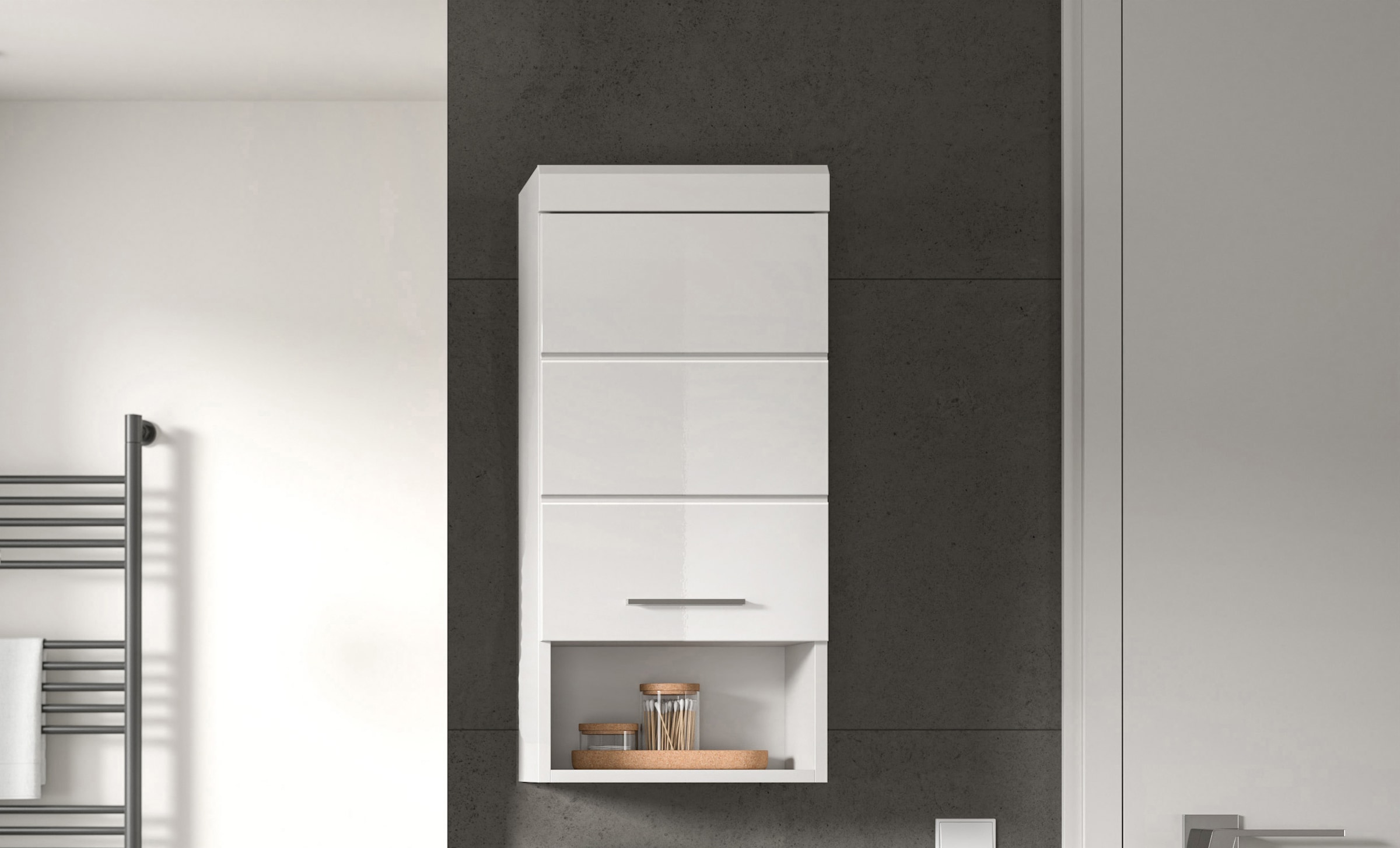 INOSIGN Hängeschrank »Siena, Breite 37cm, 1 Tür, 1 offenes Fächer, 1 Einlegeboden, MDF-Front«, (1 St.), in verschiedenen Farben erhältlich, Badmöbel, Badschrank, Schrank, Bad