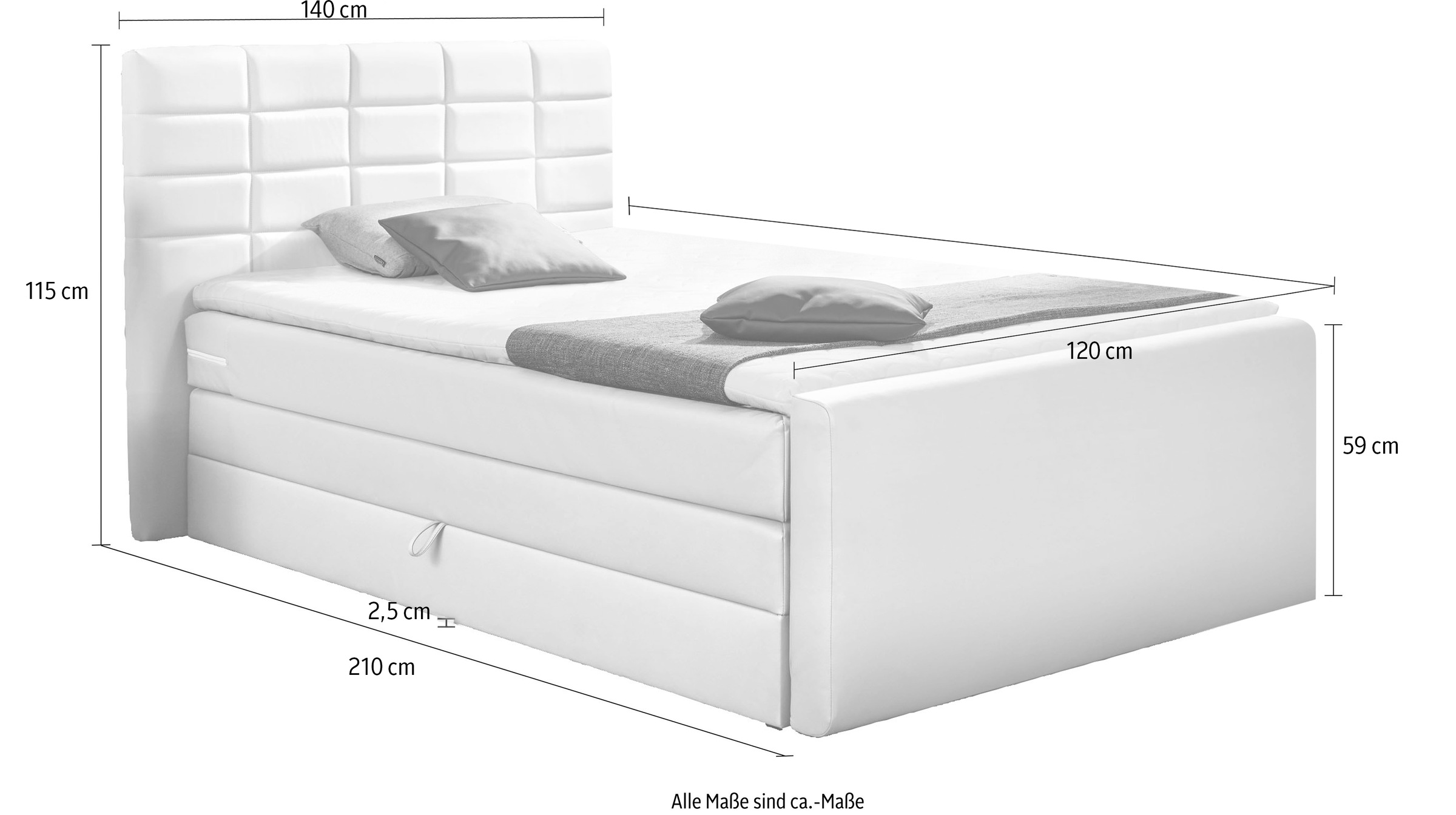 INOSIGN Boxspringbett »Lethbridge«, inkl. Bettkasten und Topper, zwei Matratzenarten in H2