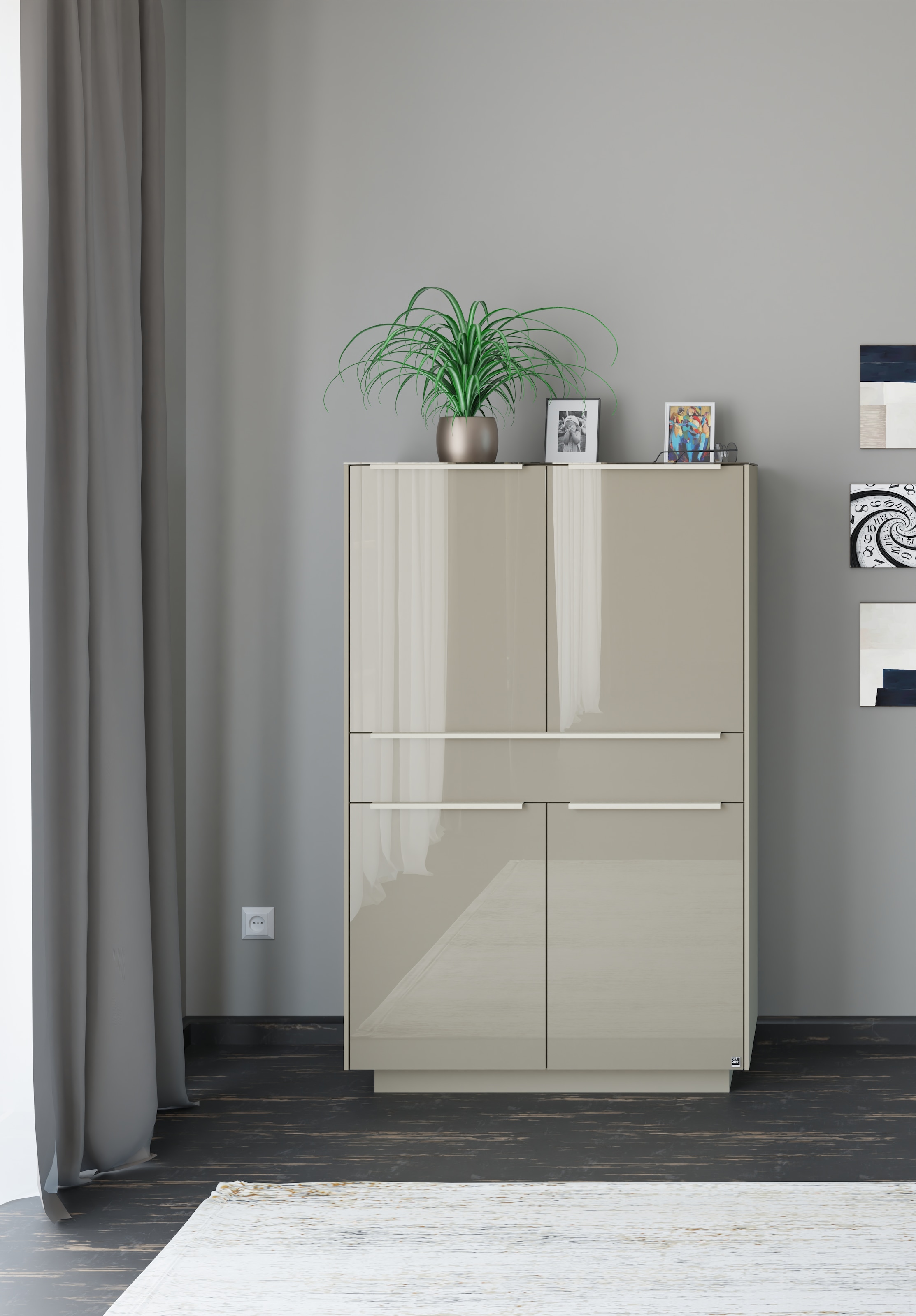 set one by Musterring Highboard "Reno" 1 Stk. tlg. Mit Sockel in diversen Farben, 148 cm Höhe & Farbauswahl