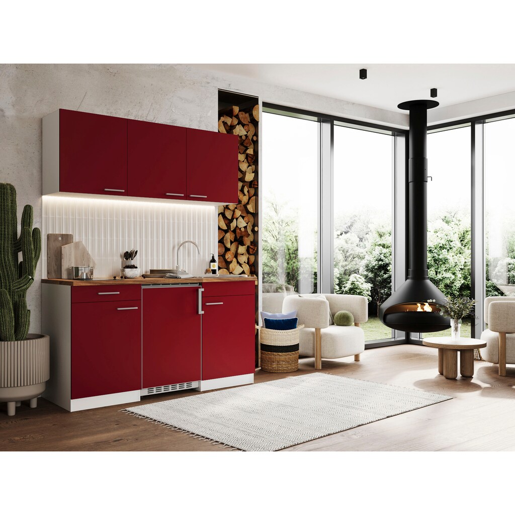 RESPEKTA Küche »Luis, mit Glaskeramikkochfeld, wahlweise mit Mikrowelle, Korpus Weiß,«, Breite 150 cm