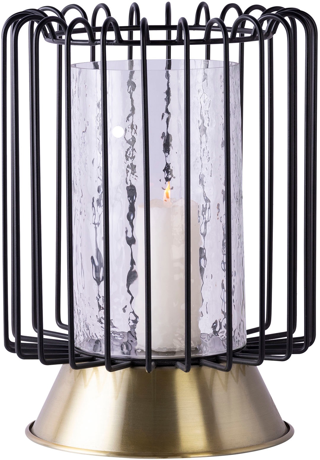 Bougeoir Rond Déco "Malibu" 31cm Noir & Or