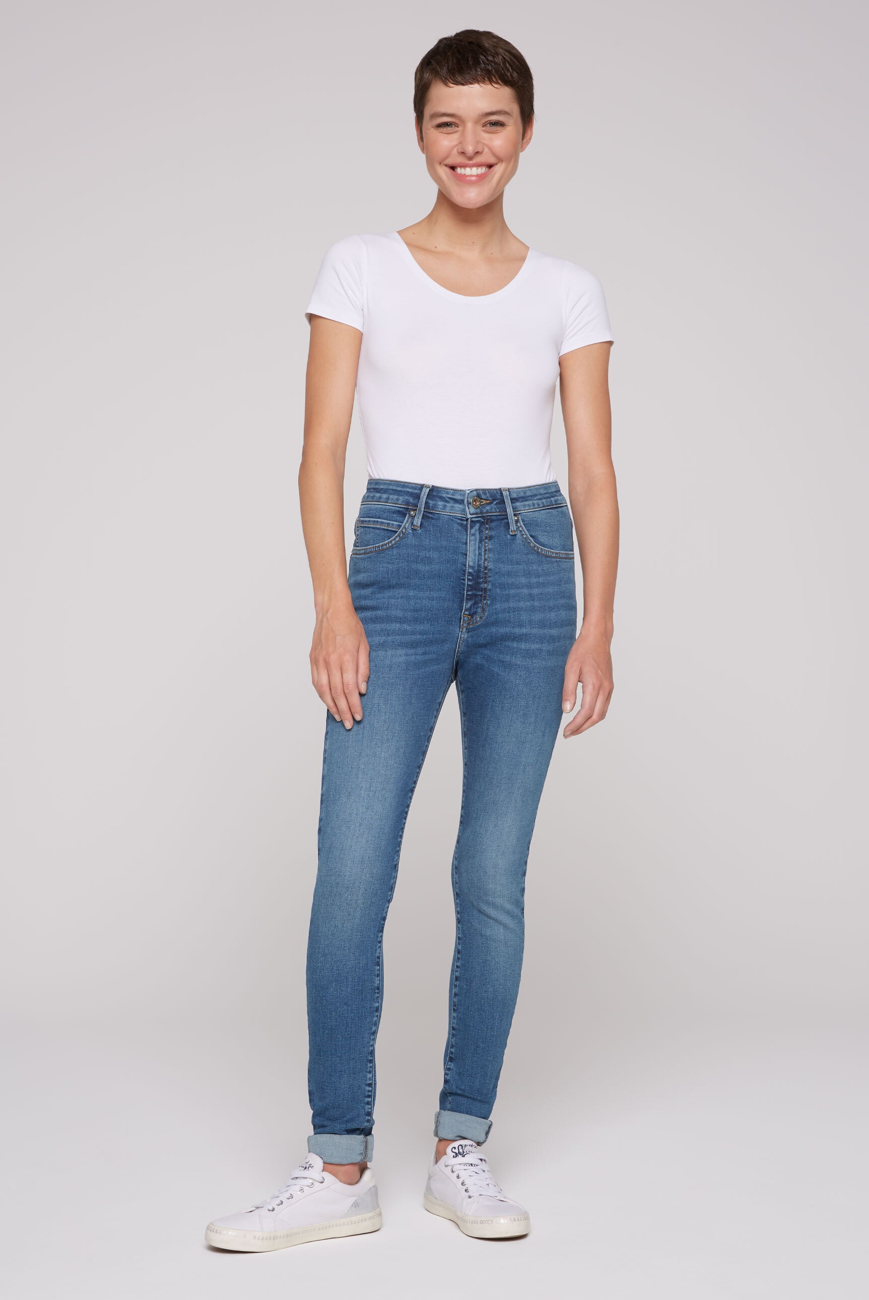 SOCCX Slim-fit-Jeans, mit hoher Leibhöhe