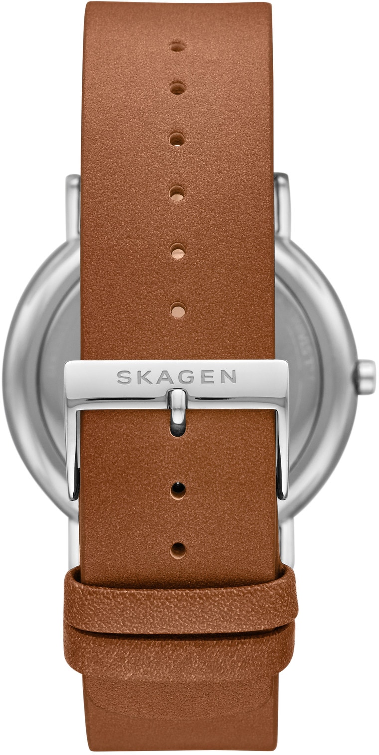 Skagen Quarzuhr »Signatur, SKW6578«, Armbanduhr, Herrenuhr, Damenuhr, analog, Lederarmband