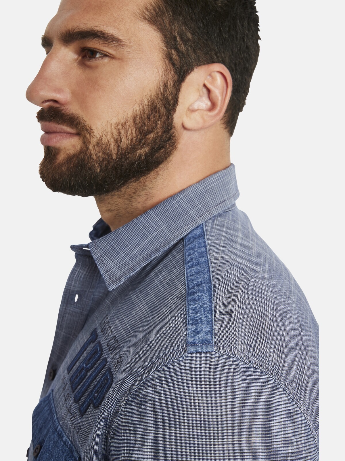 Jan Vanderstorm Jeanshemd »Kurzarmhemd NATTFARI«, (1 tlg.), mit Applikationen im Denimlook