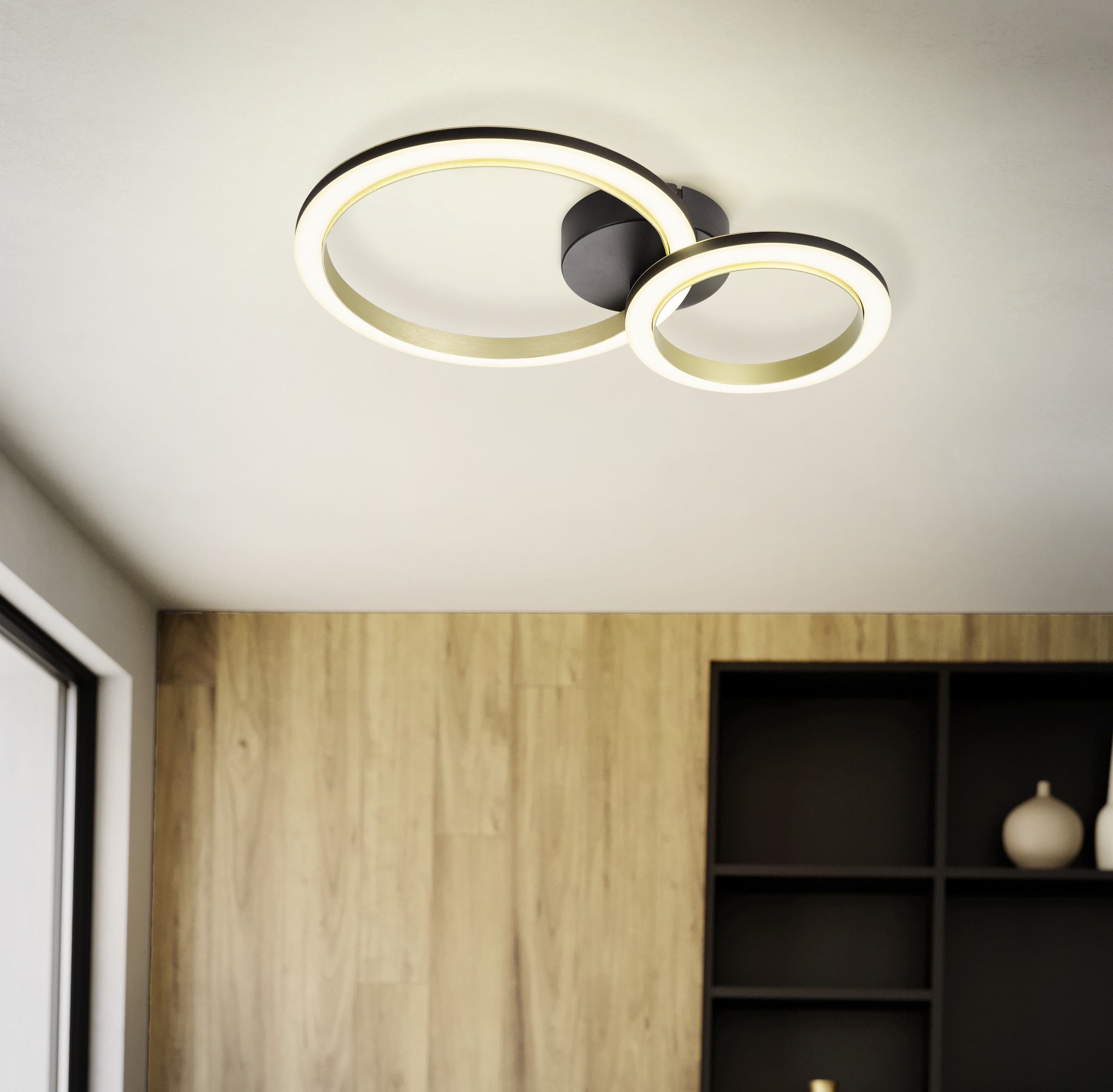 EGLO Deckenleuchte »CALLIERA Deckenlampe - Stahl, Kunststoff - LED - 12W - IP20« LED-Modul 1 Stk. Warmweiß Wohzimmerlampe, Esszimmerlampe, Flur, Schlafzimmer, L42 x B30 x H8 cm