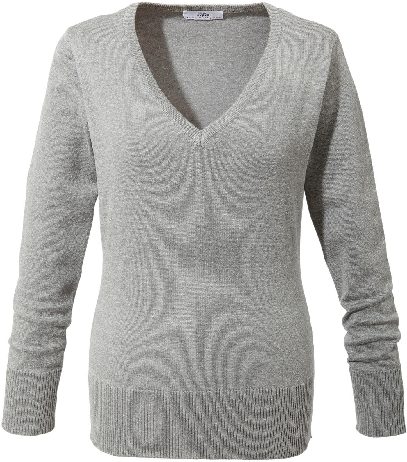 bonprix Strickpullover »Feinstrickpullover« aus Baumwollmischung, mit V-Ausschnitt, schmale Passform