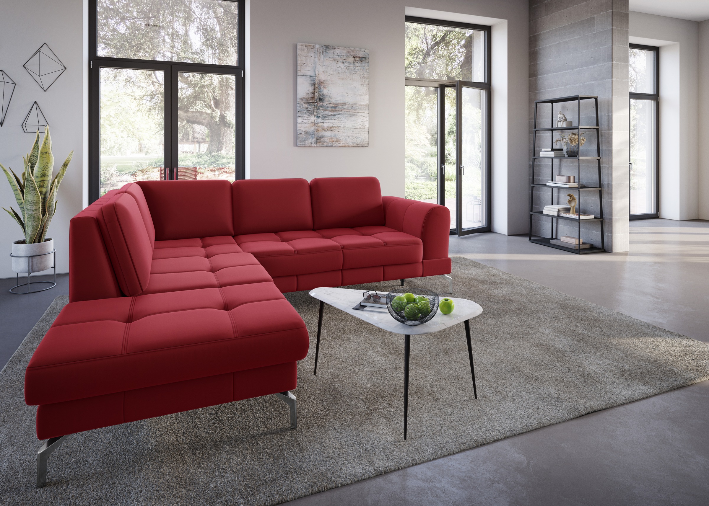 sit&more Ecksofa »Bendigo L-Form«, inklusive Sitztiefenverstellung, Bodenfreiheit 15 cm, in 2 Fußfarben