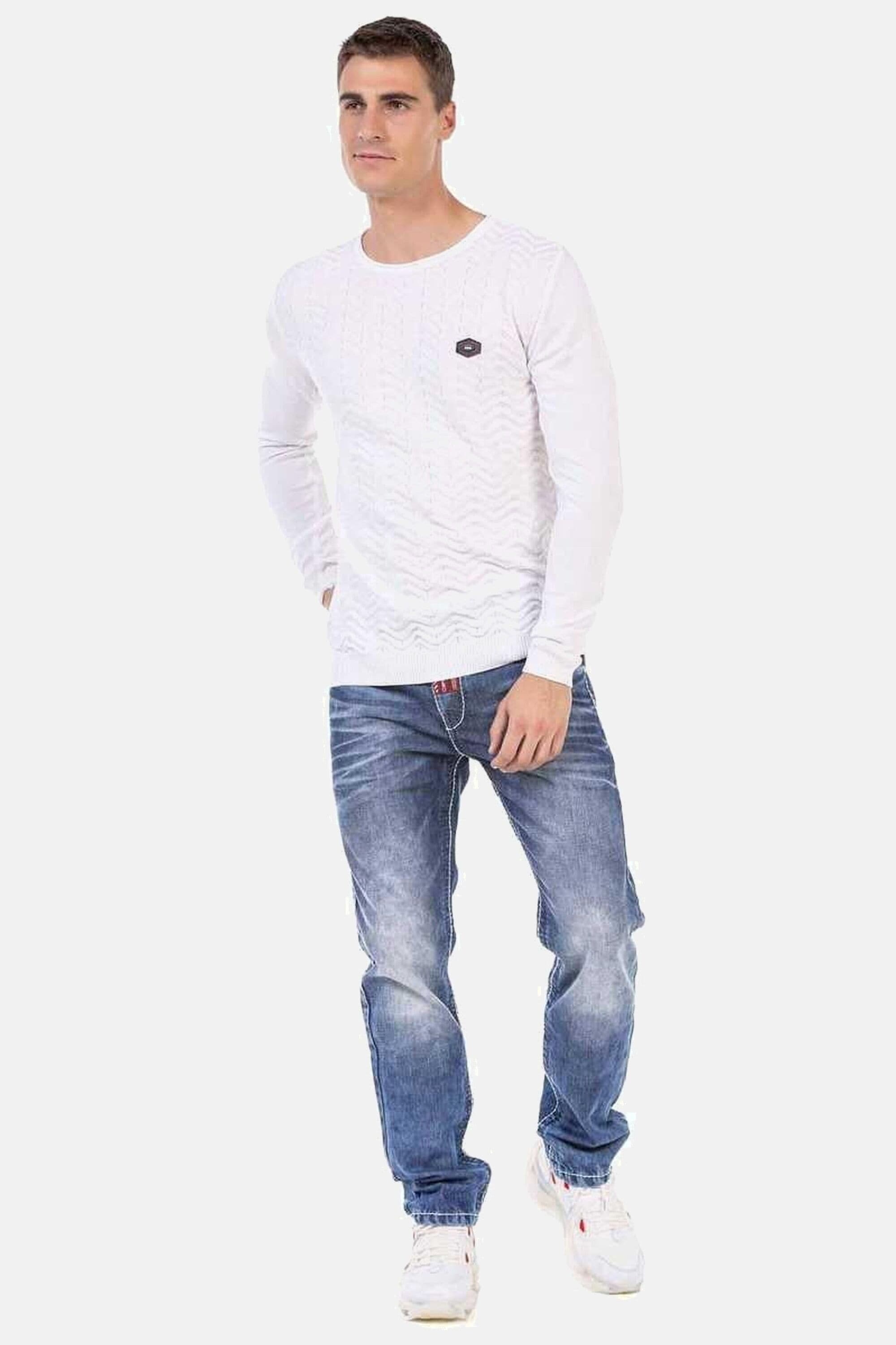 Cipo & Baxx Rundhalspullover »Pullover«, mit Zopfmuster, CP240