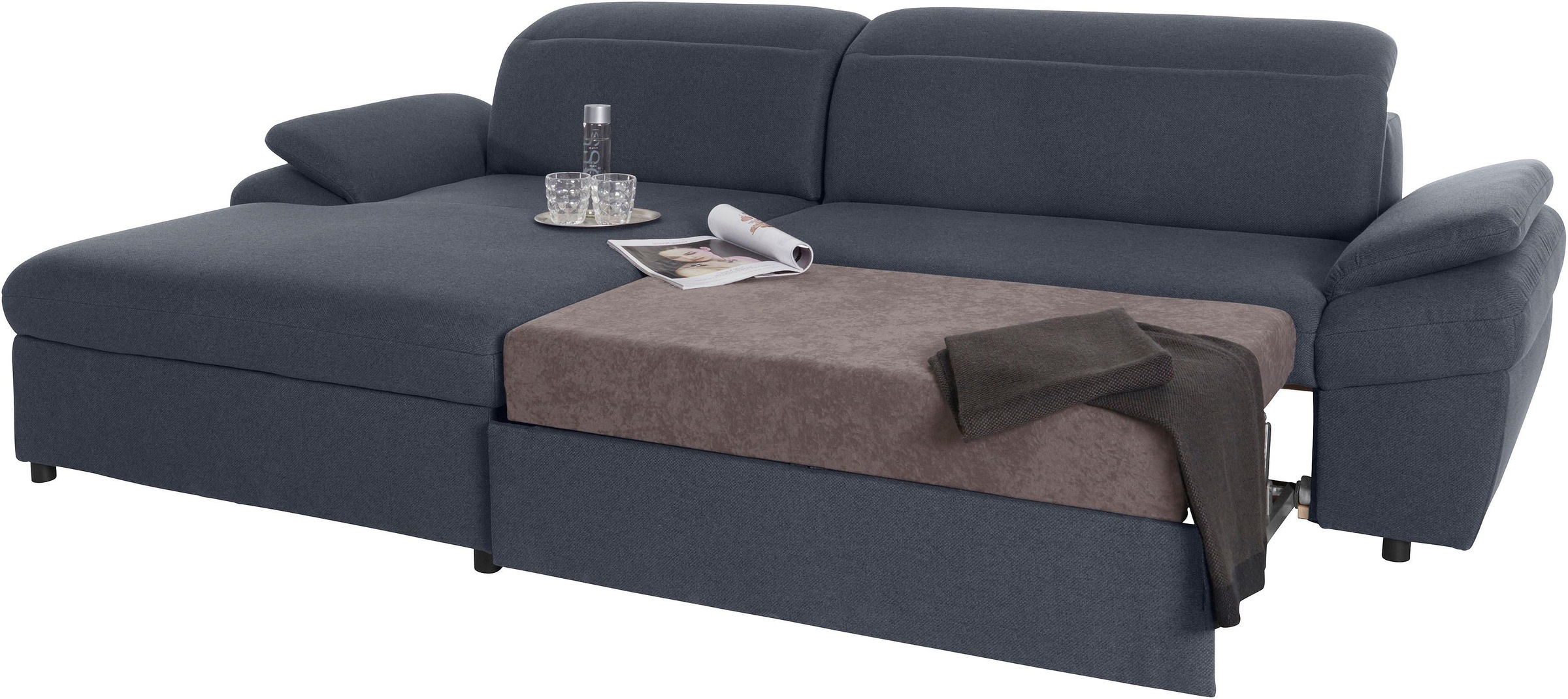 exxpo - sofa fashion Ecksofa »Kyoto, inkl. Kopfteil- und Armteilverstellung, hoher Sitzkomfort«, wahlweise mit Bettfunktion und Bettkasten, hochwertige Bezüge, L-Form