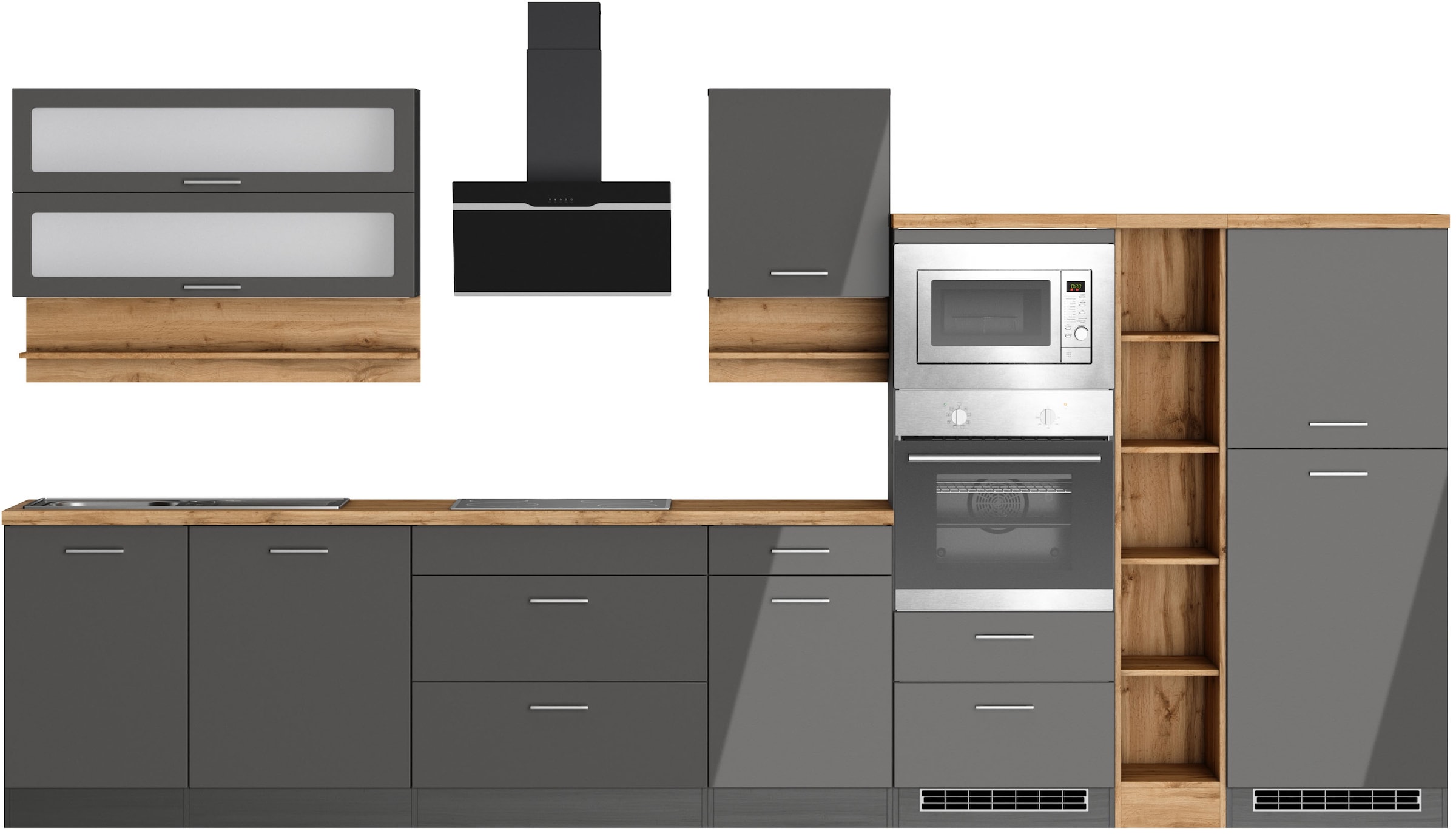 KOCHSTATION Küchenzeile "KS-Milan" 390 cm breit, viel Stauraum, wahlweise m günstig online kaufen
