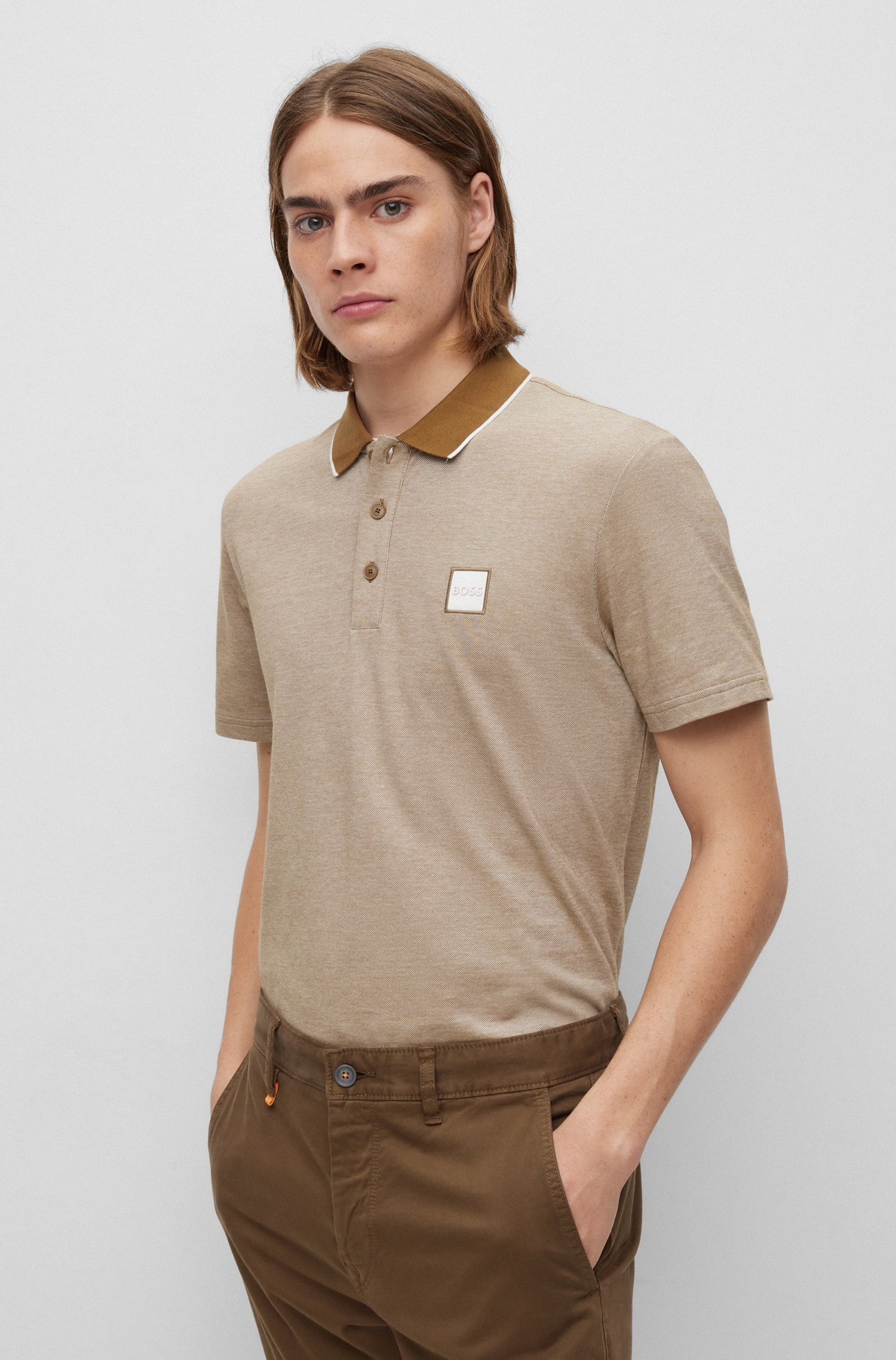 BOSS ORANGE Poloshirt »PeOxford«, mit kontrastfarbenen | ▷ kaufen BAUR Polokragen