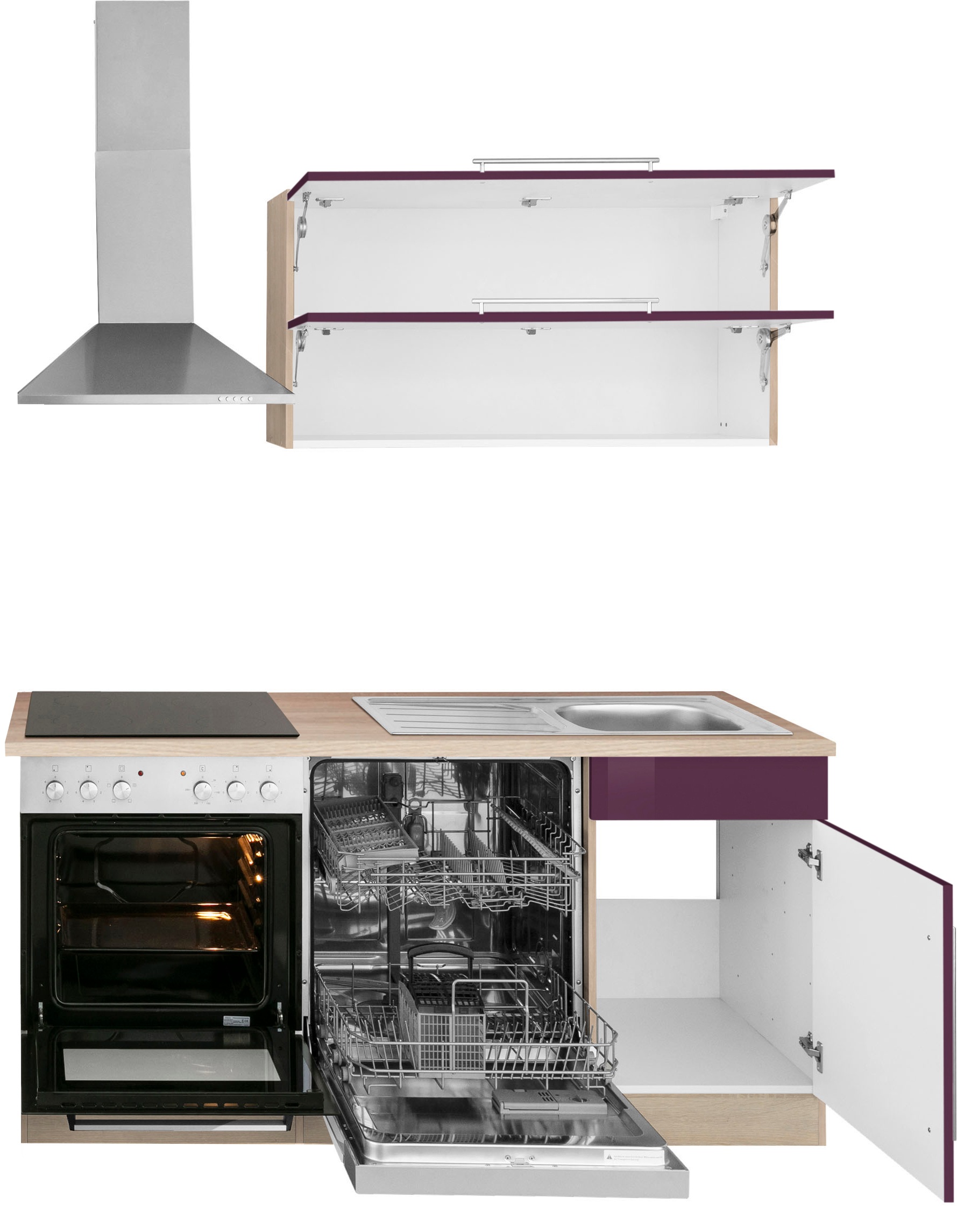 HELD MÖBEL Küchenzeile »Samos«, mit 170 Breite kaufen cm | BAUR E-Geräten