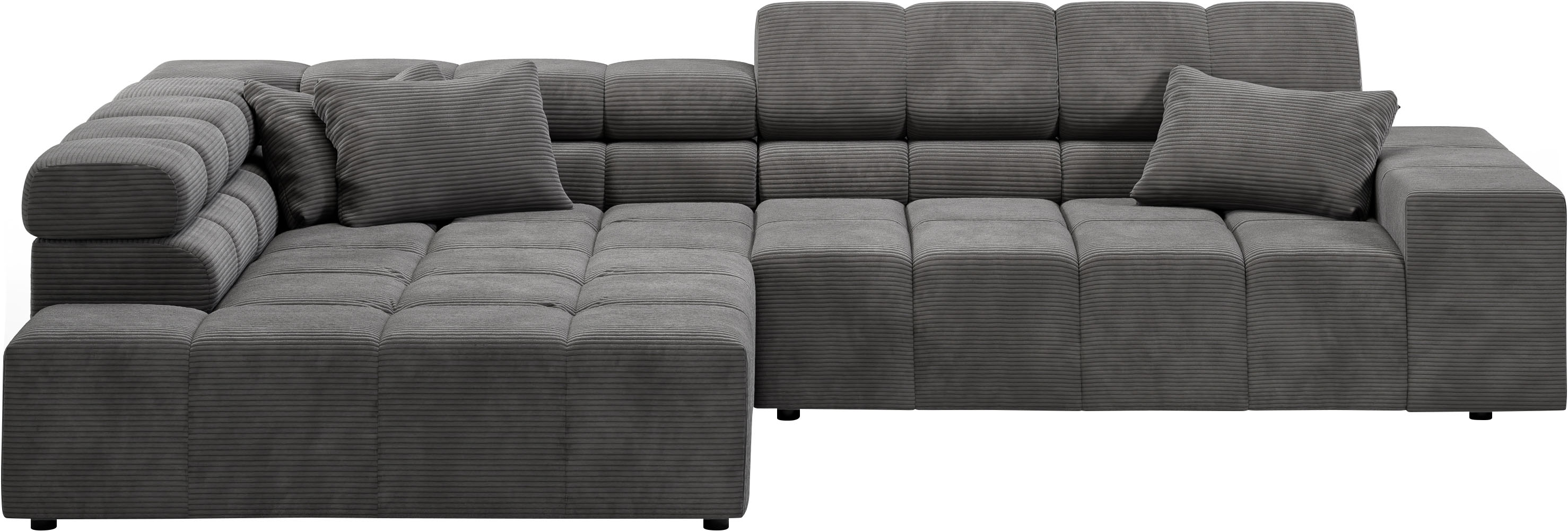 Home affaire Ecksofa "Ancona, Ecksofa, incl. Kopfteilverstellung, Breite 319 cm, L-Form" wahlweise motorische Sitztiefenverstellung, auch in Cord + Easy Care