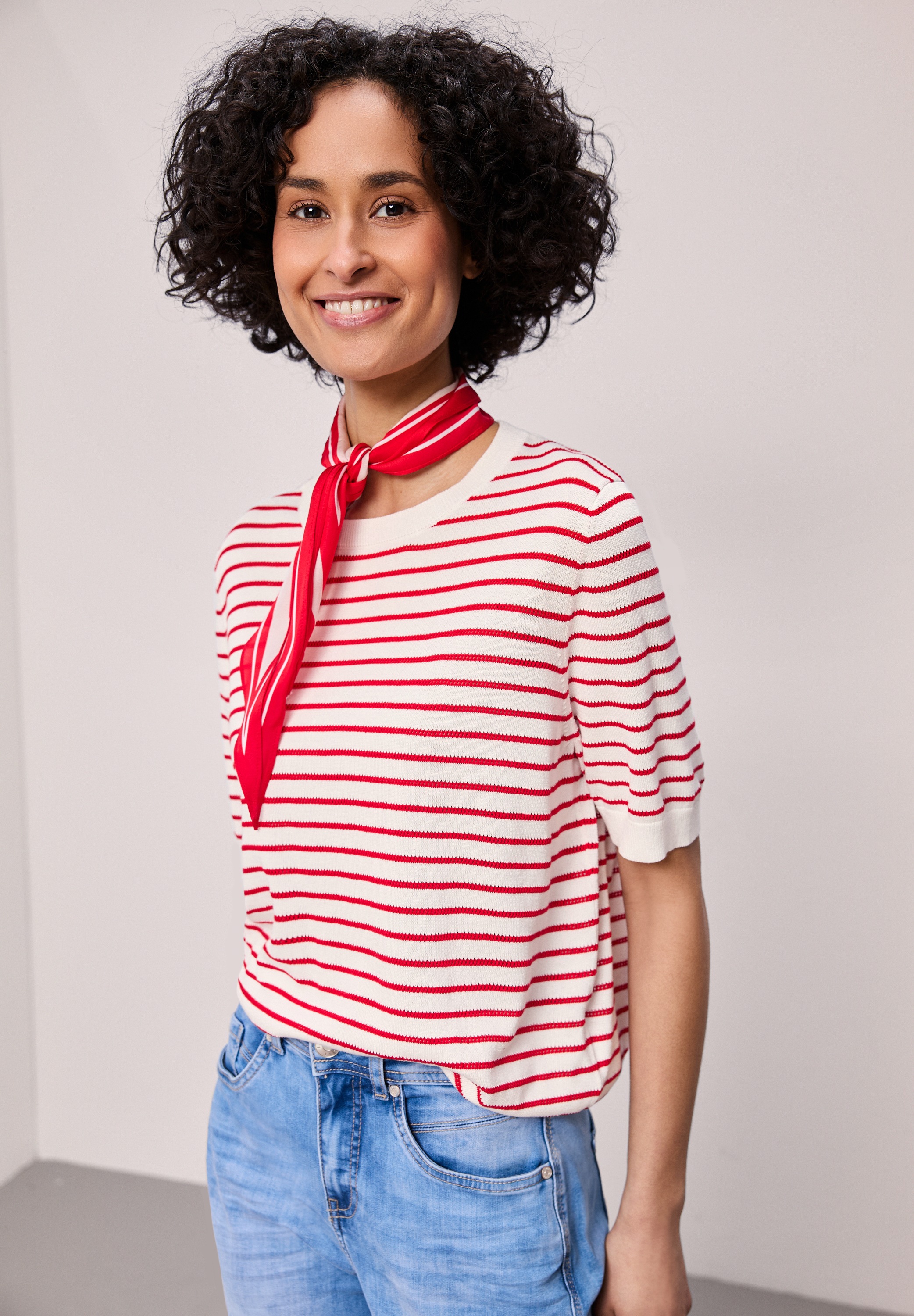 STREET ONE Kurzarmpullover mit Rundhalsausschnitt günstig online kaufen