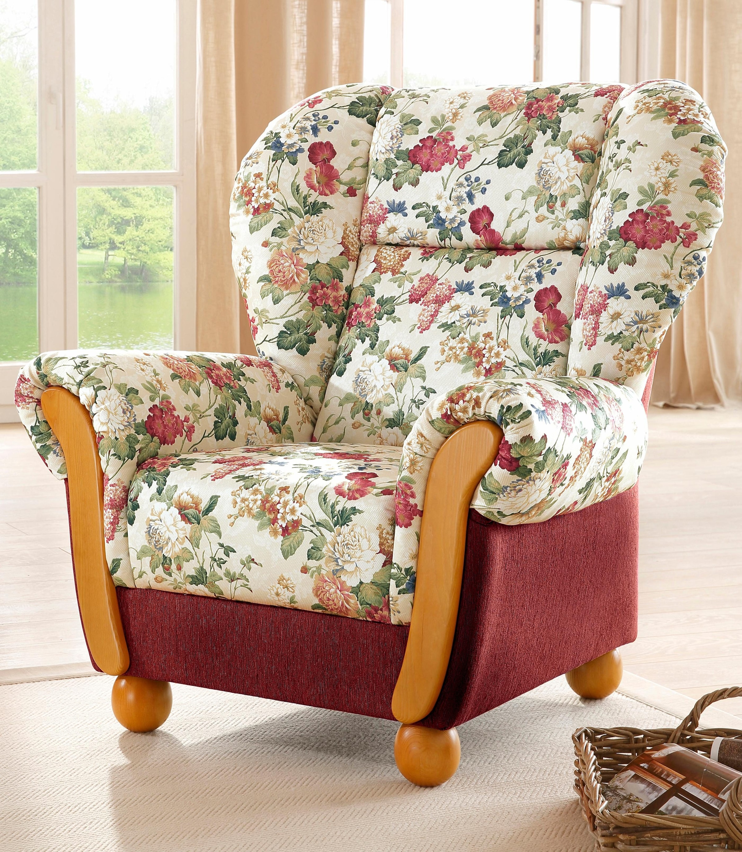 Home affaire Sessel "Milano, bequemer Ohrensessel im Landhaus-Stil, Breite 99cm" Hochlehnsessel