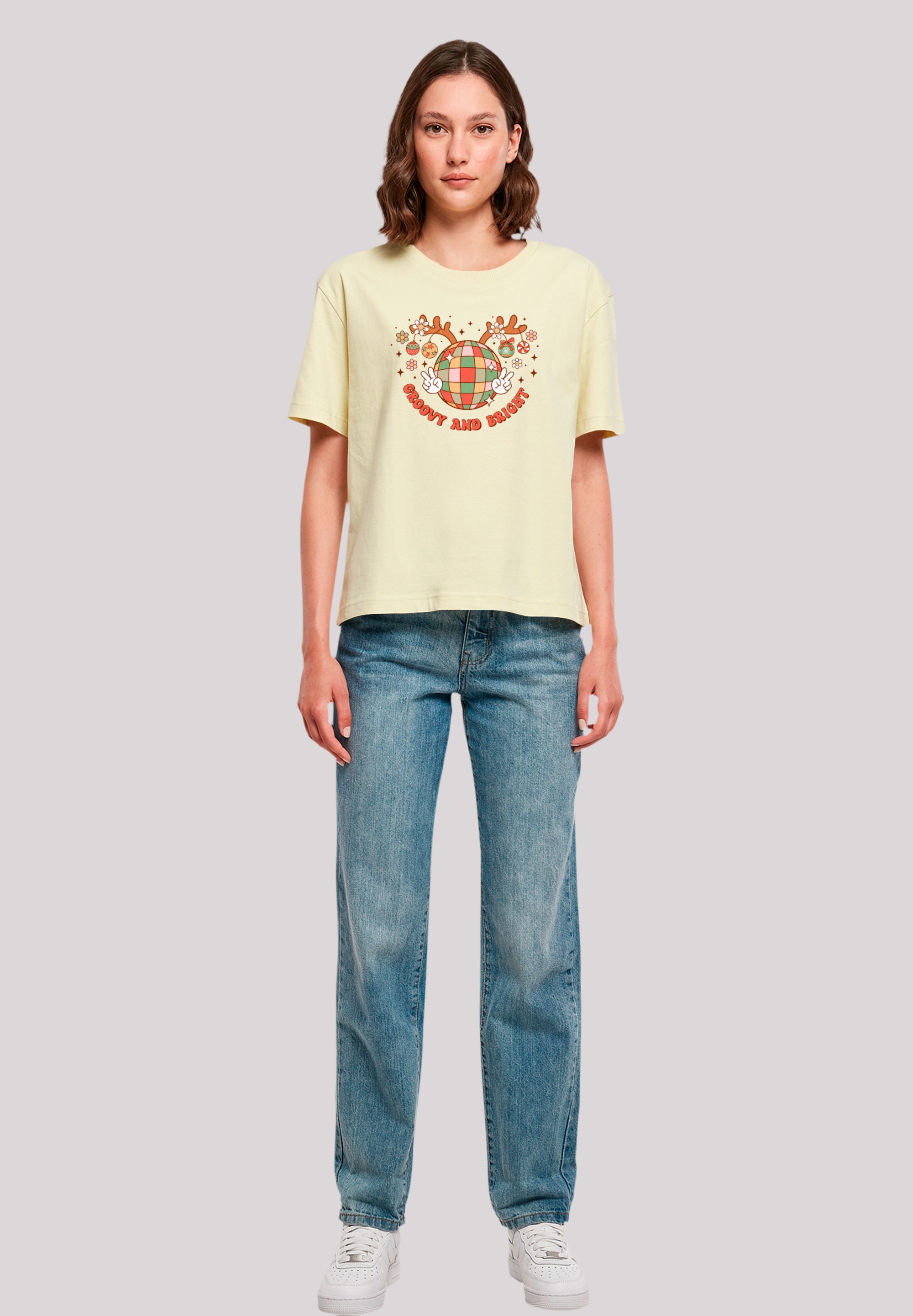F4NT4STIC T-Shirt »Groovy Weihnachten Disco Deer«, Premium Qualität, Weihnachts-Kollection