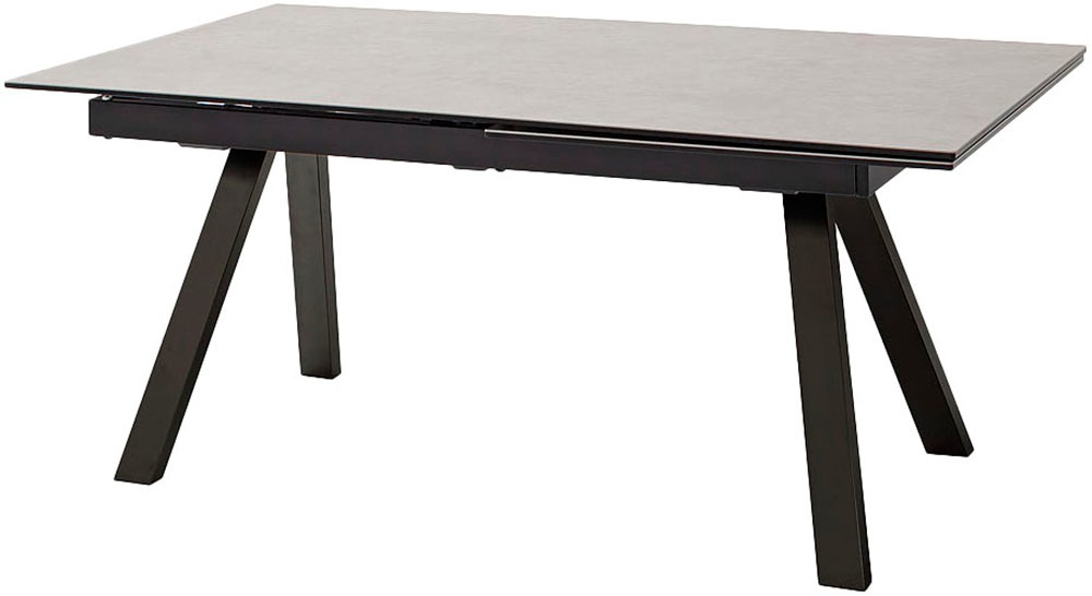 Esstisch MCA FURNITURE "TOBAGO Auszugtisch 180-260 cm", grau (hellgrau, schwarz matt lackiert, hellgrau), B:180cm H:77cm T:95cm, Keramik / Sicherheitsglas schwarz lackiert / 13 mm, Metall;Gestell: Metall, schwarz matt lackiert, Tische, Esstisch, Keramik,M 2