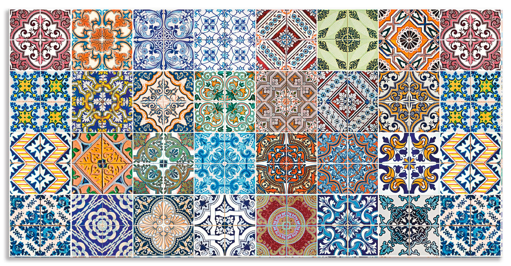 Artland "Gemusterte Keramikfliesen" Alu Spritzschutz mit Klebeband, einfache Montage