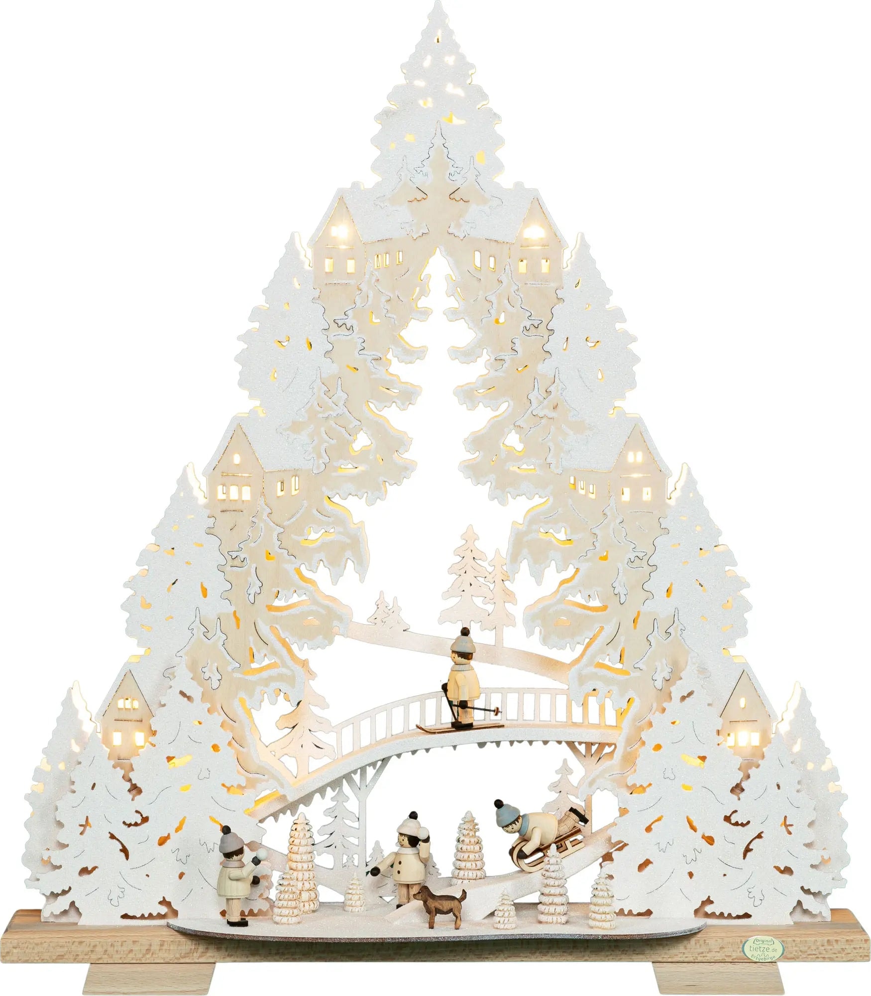 Tietze Erzgebirgsdegn LED Schwibbogen "Lichterspitze, Rodeln auf dem Ziegen günstig online kaufen