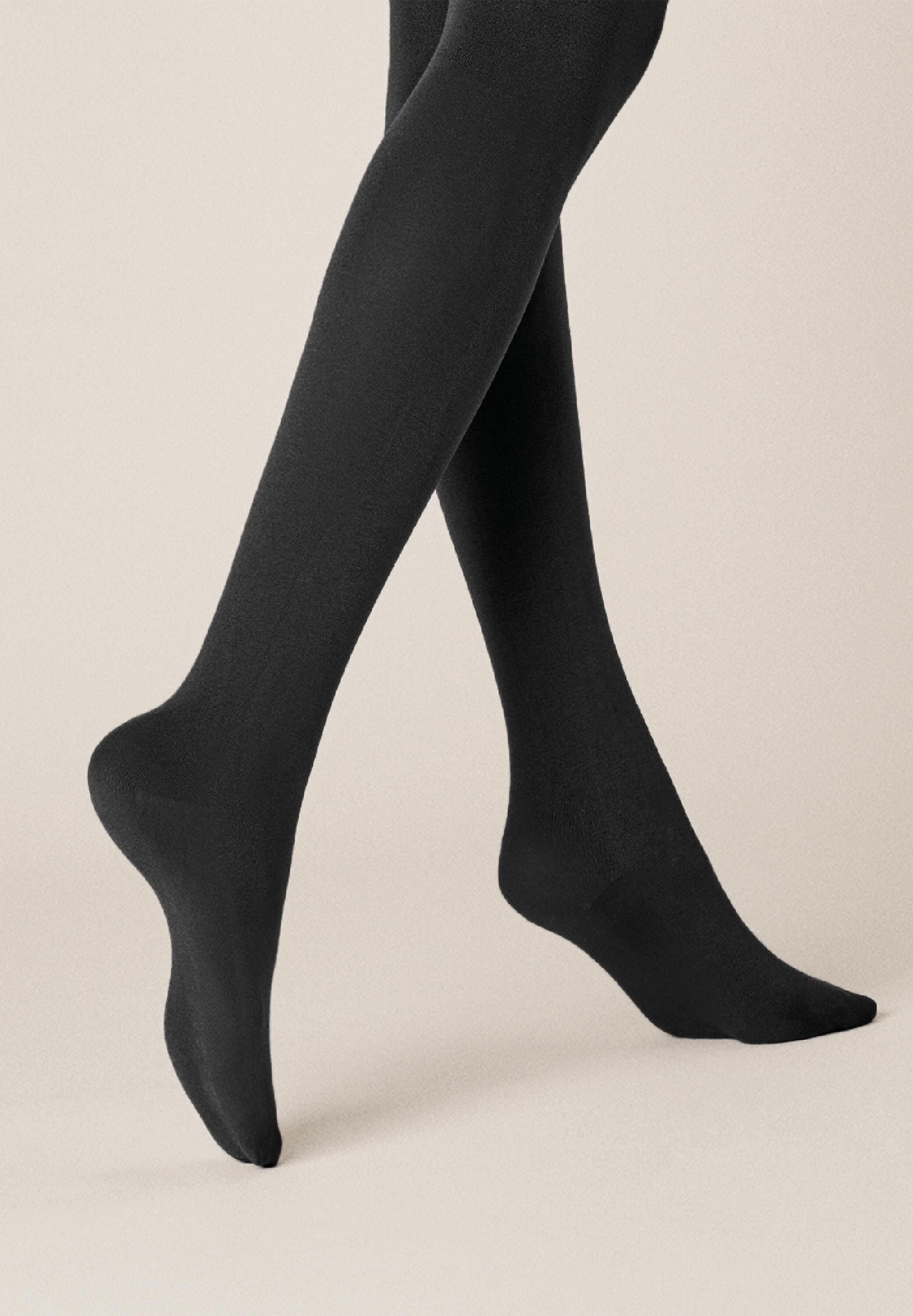 Strickstrumpfhose KUNERT "Strumpfhose Sensual Cotton", Damen, Gr. 40-42, schwarz (schwarz 0070), Obermaterial: 65% Baumwolle CO. 30% Polyamid PA. 5% Elasthan EL., Strumpfhosen 7