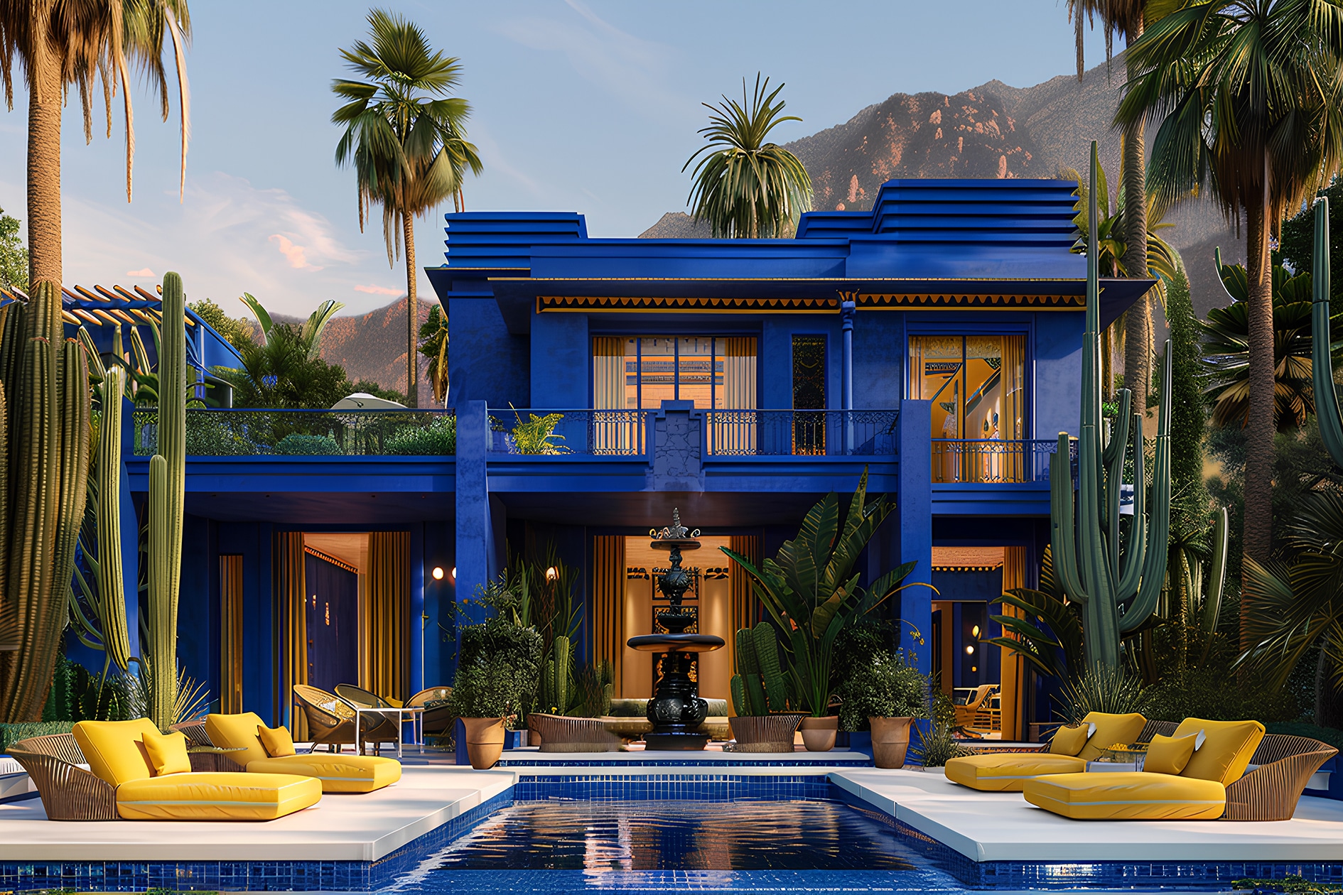 queence Acrylglasbild "Villa mit Palmen in Los Angeles USA" 1 Stk. tlg. mit schwebender 3D Tiefenwirkung, dank der rahmenlosen Befestigung