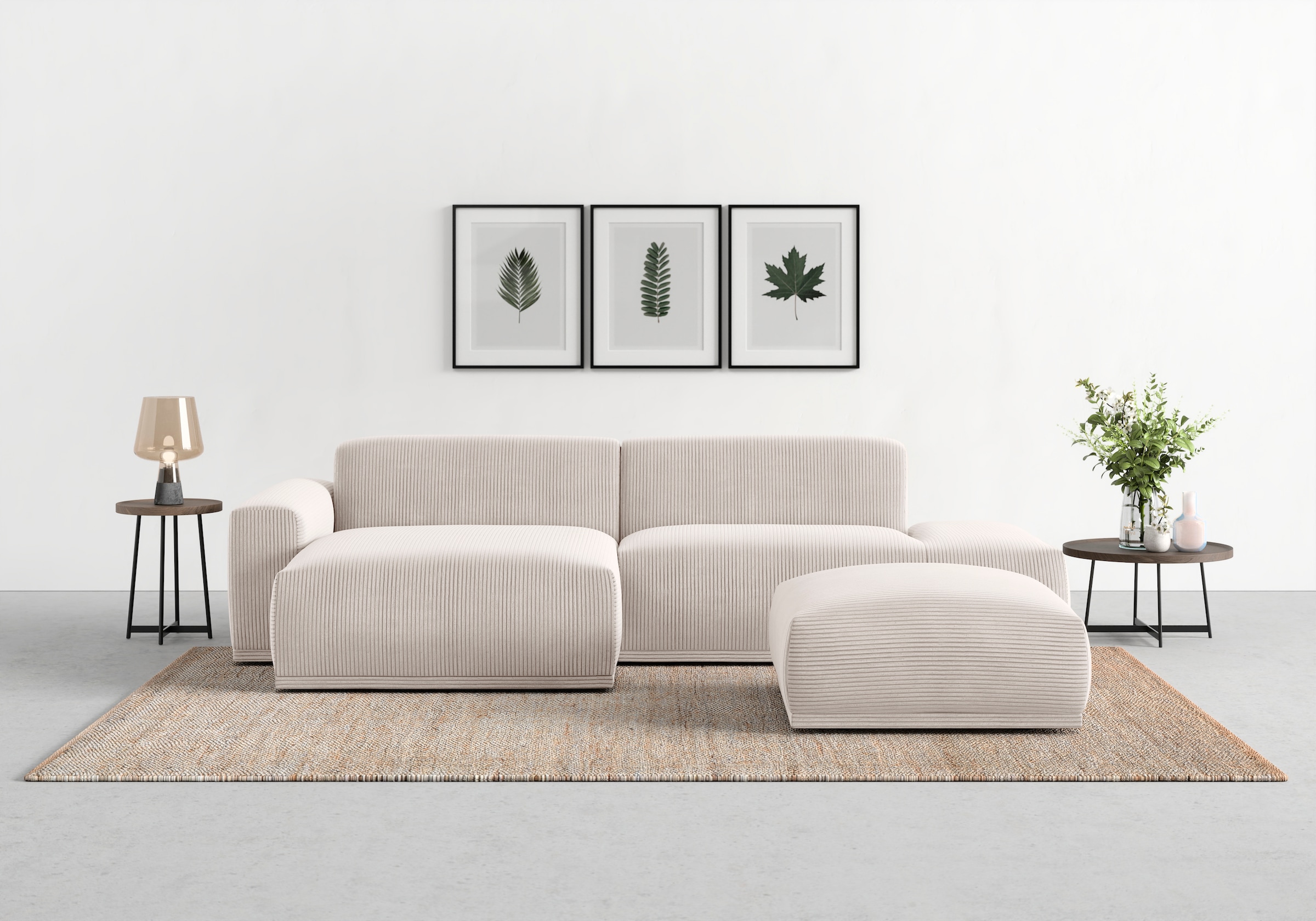 TRENDMANUFAKTUR Ecksofa Braga, aus 2 Teilen, moderner Cord-Stoff