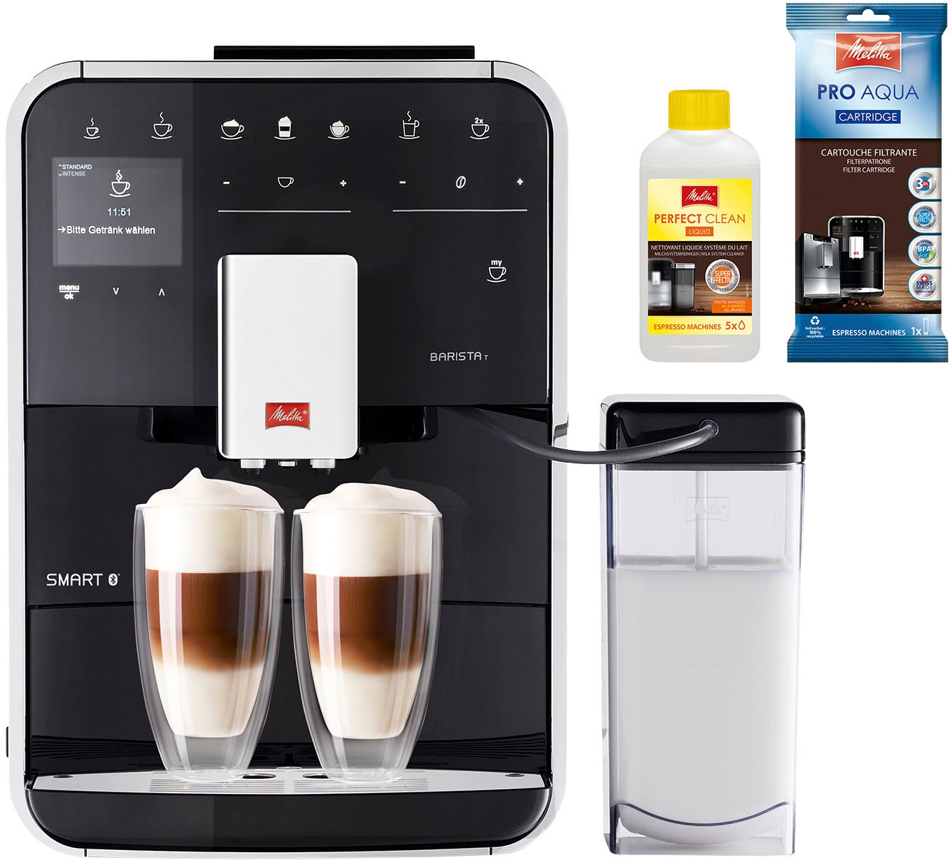 Melitta Kaffeevollautomat "Barista T Smart F 83/0-102, schwarz", 4 Benutzerprofile&18 Kaffeerezepte, nach italienischem 