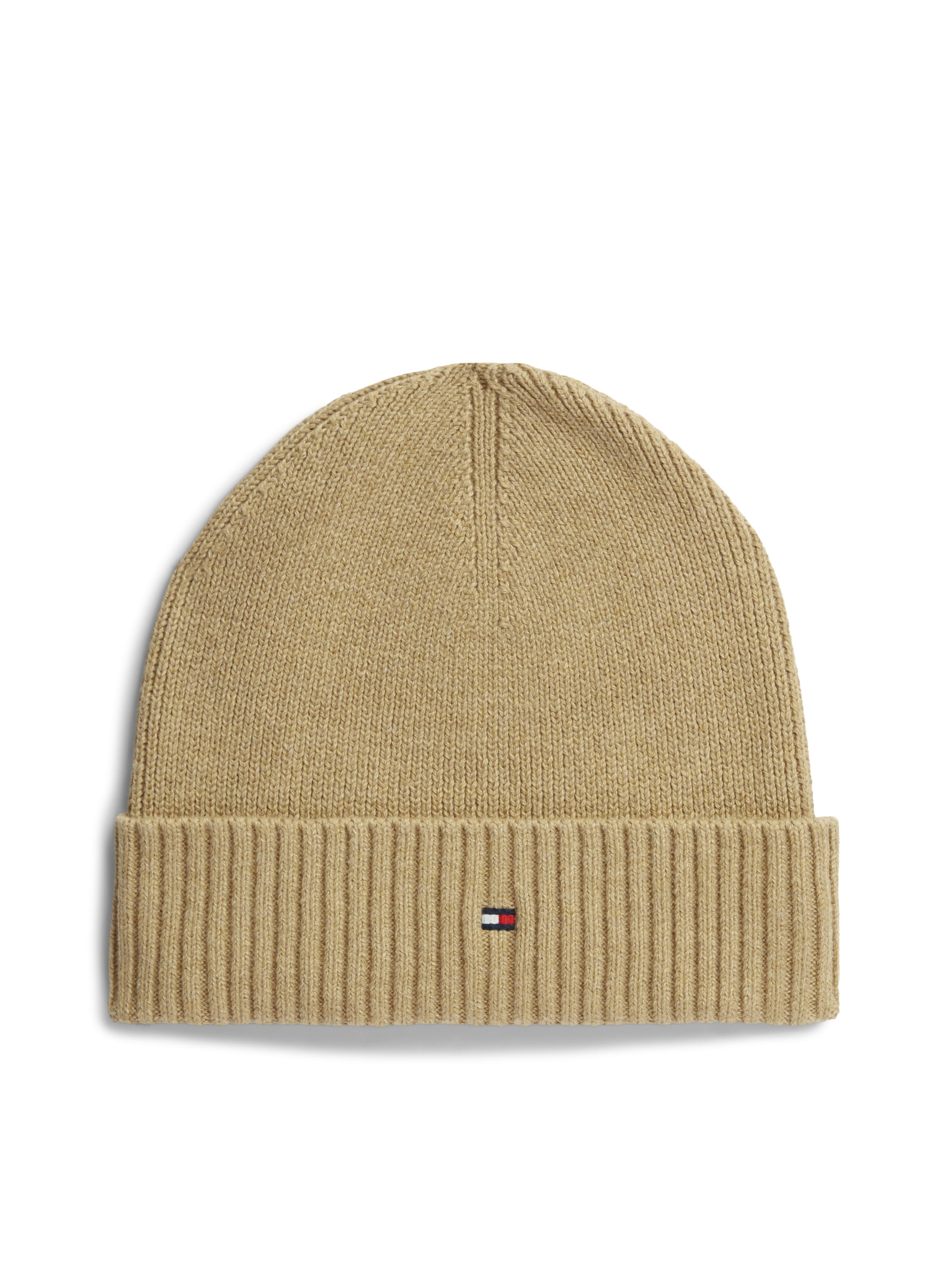 Tommy Hilfiger Strickmütze »TH FLAG PIMA COTTON BEANIE« Beanie mit Logostickerei, mit Kaschmiranteil Unisex