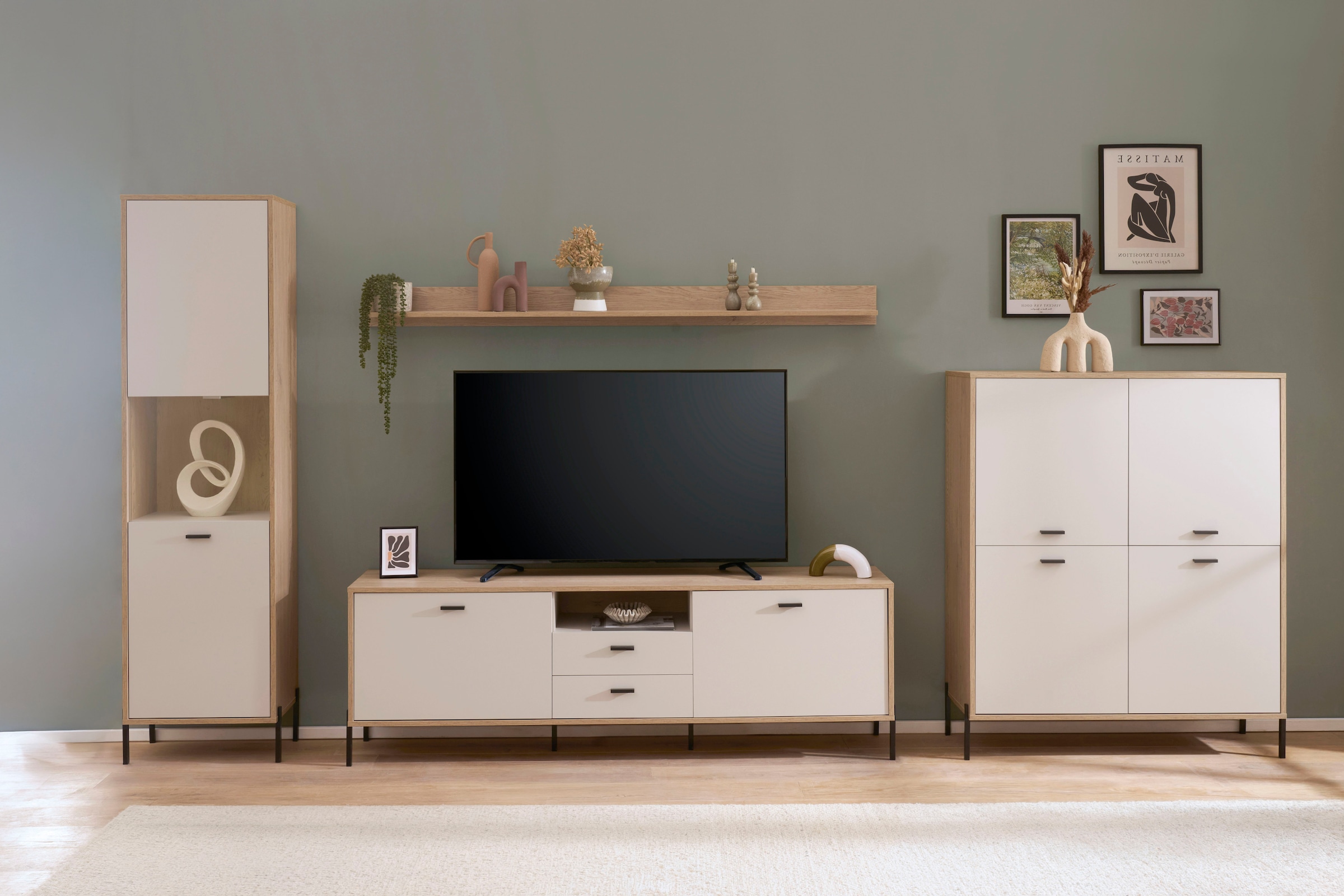 Home affaire Wohnwand »Fredericia, moderne Anbauwand, Komplettset in Kaschmir« Set, 4 Stk. tlg.