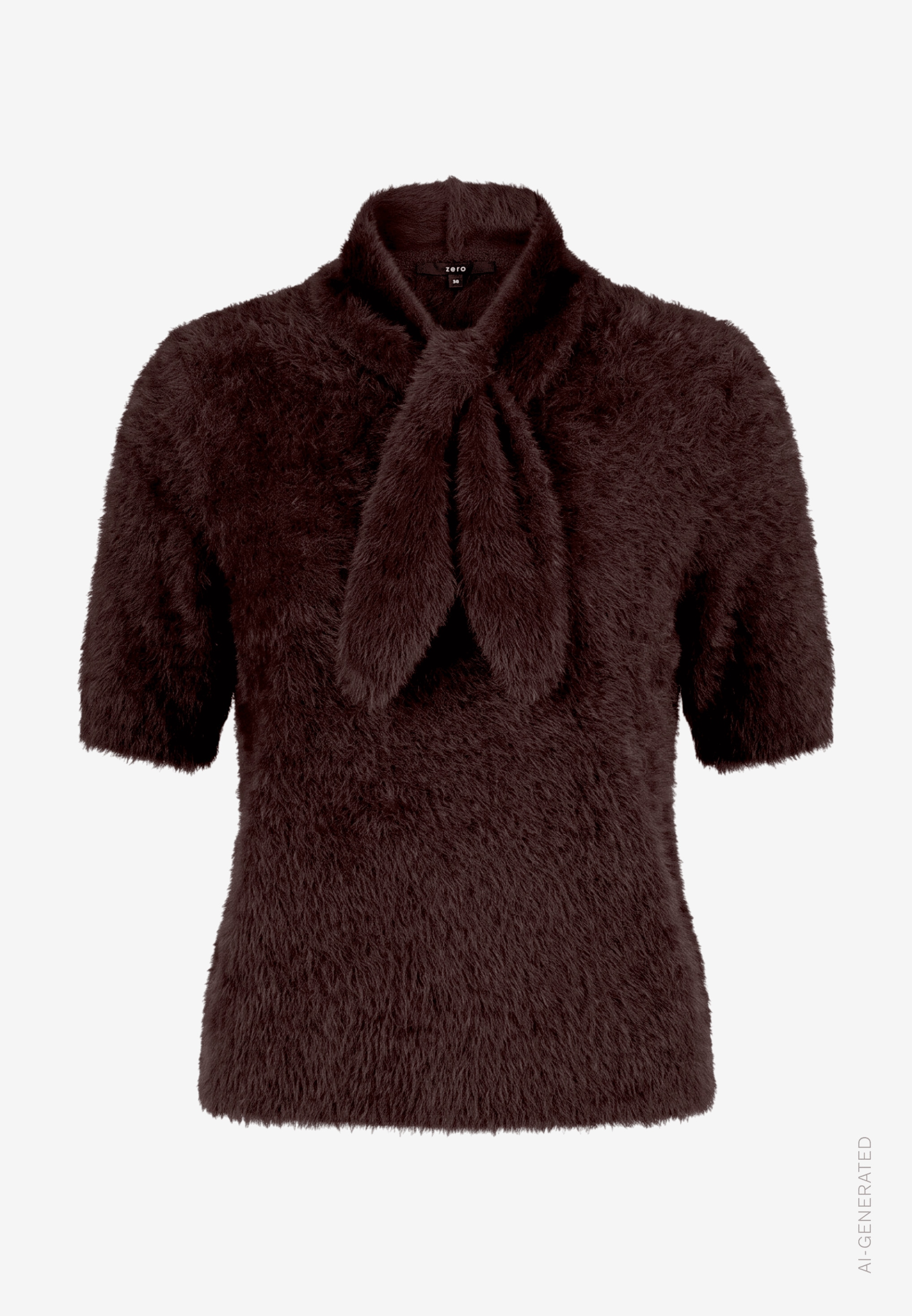 Zero Schalkragenpullover Kurzarmpullover flauschig
