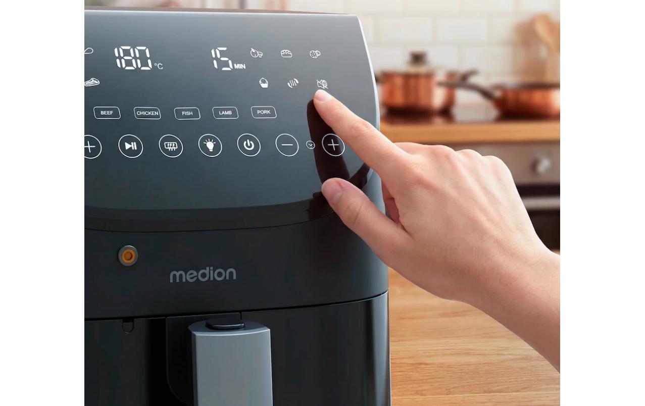 Medion® Heißluftfritteuse »MD13060« 1700 W Temperaturfühler, DC-Motor, leiser Betrieb, PFAS-freie SP