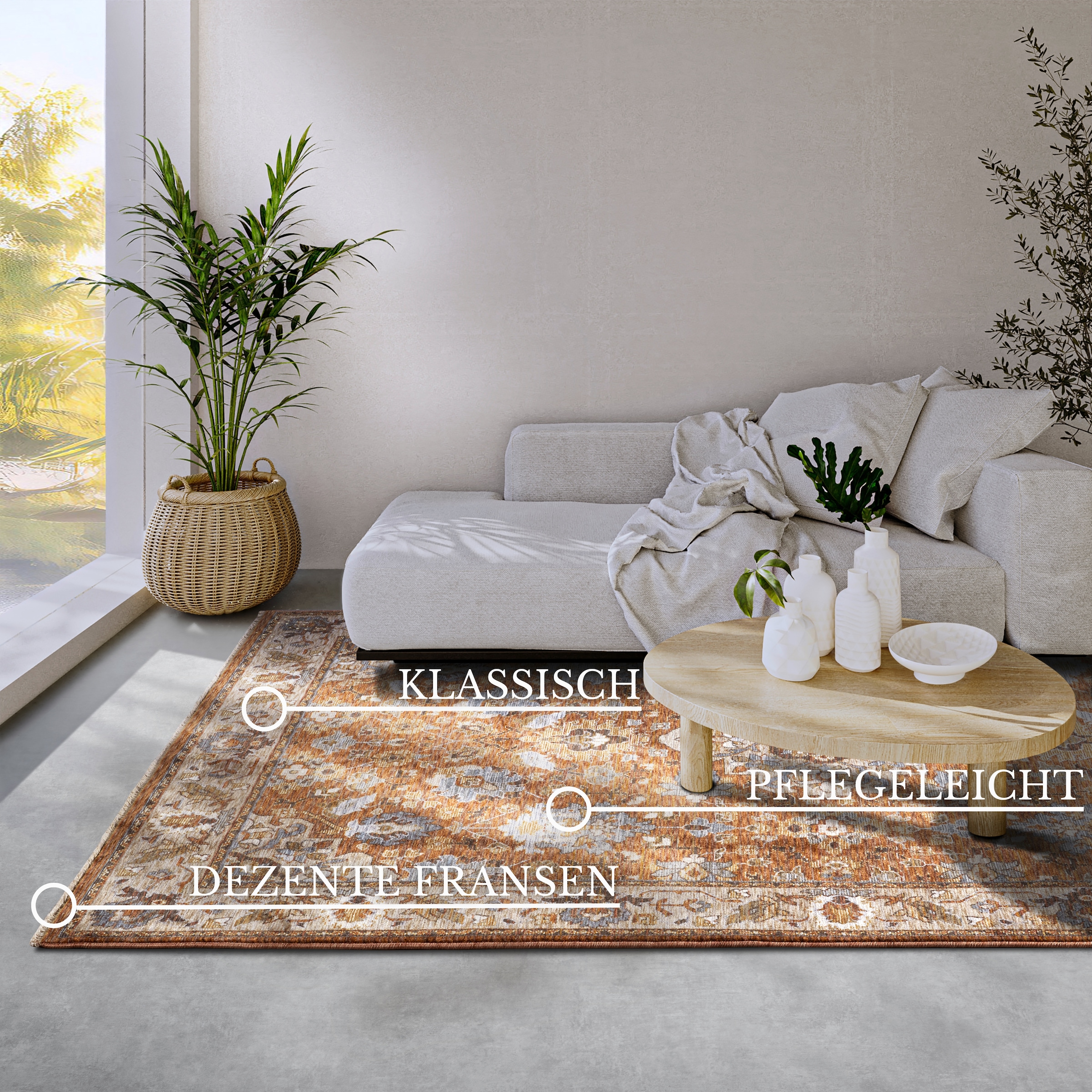 Villeroy & Boch Teppich »Egon«, rechteckig, 7 mm Höhe, Orientalisch, Fransen, Läufer, Wohnzimmer, Schlafzimmer, Klassisch
