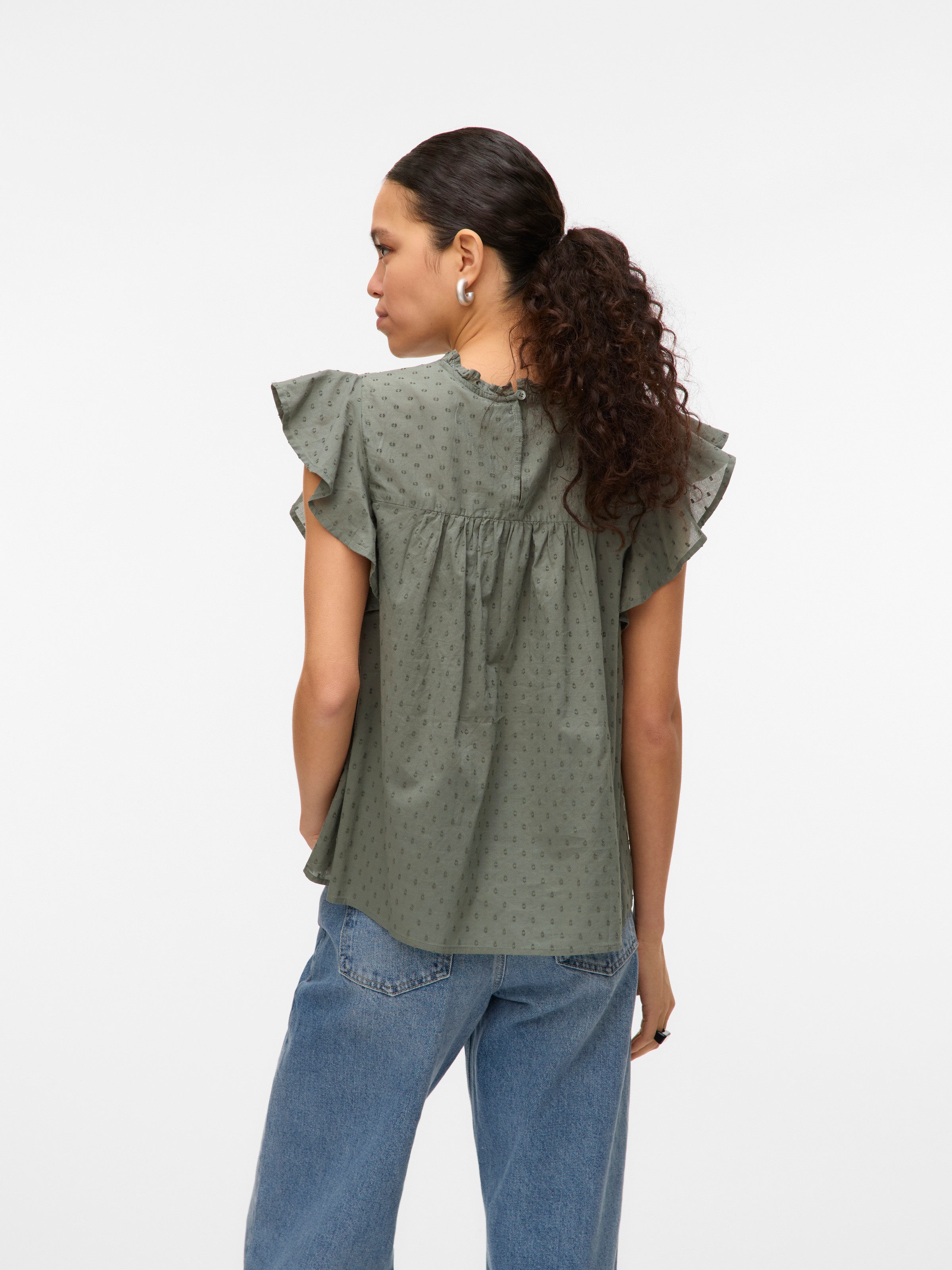 Vero Moda Blusenshirt "VMTRINE SL LACE TOP WVN NOOS" Baumwolle günstig online kaufen