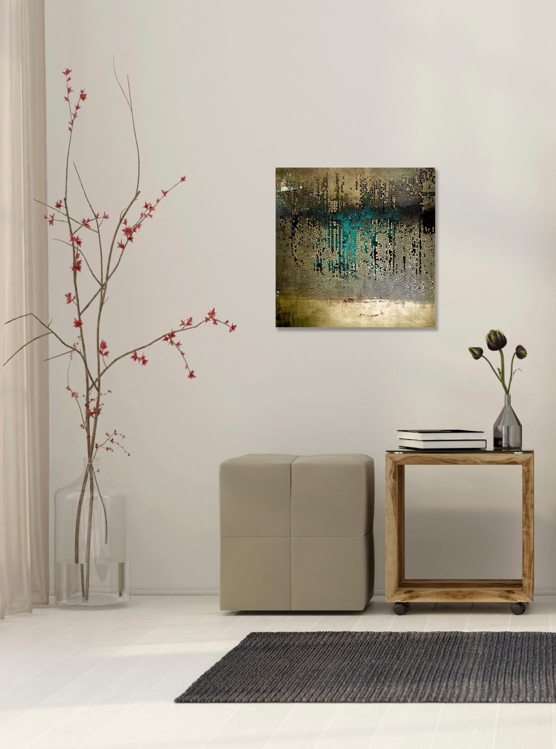 queence Acrylglasbild »Abstrakte Kunst mit Gold«, Kunst-Gemälde-Abstrakt-klassische Fantasie, Goldveredelung, Handgearbeitet, Gerahmt, Edel