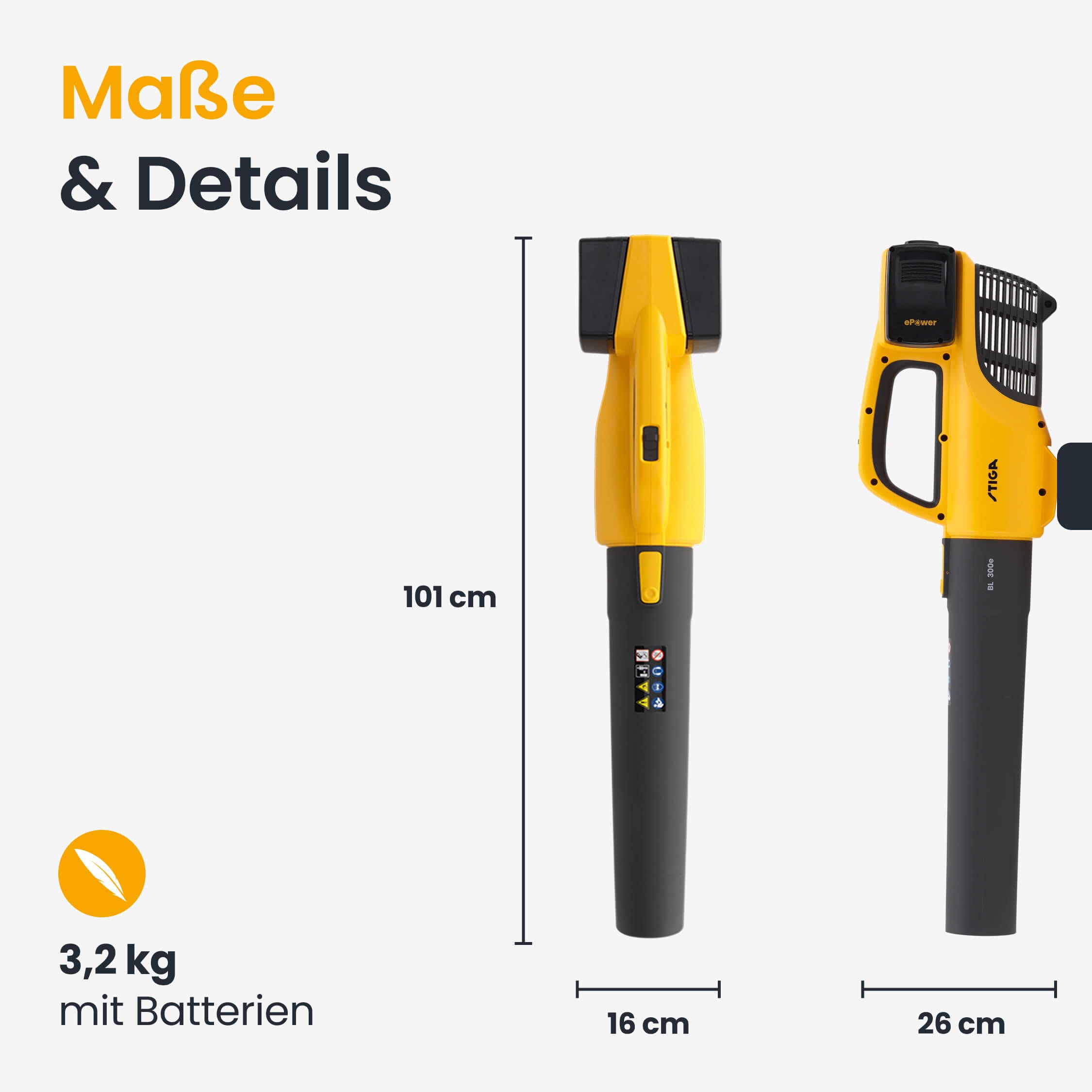 STIGA GARDEN Akku-Laubbläser »BL 300e« 2 Stufen mit max. 155km/h