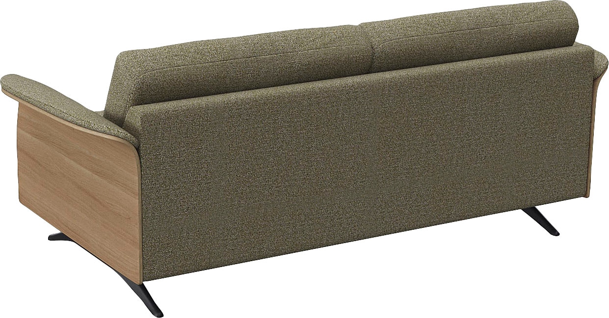 FLEXLUX 2,5-Sitzer »Glow Sofa, Couch, Premium-Sitzkomfort: Kaltschaum & Federkern«, Armlehnenblende in geölter Eiche, Fuß schwarz