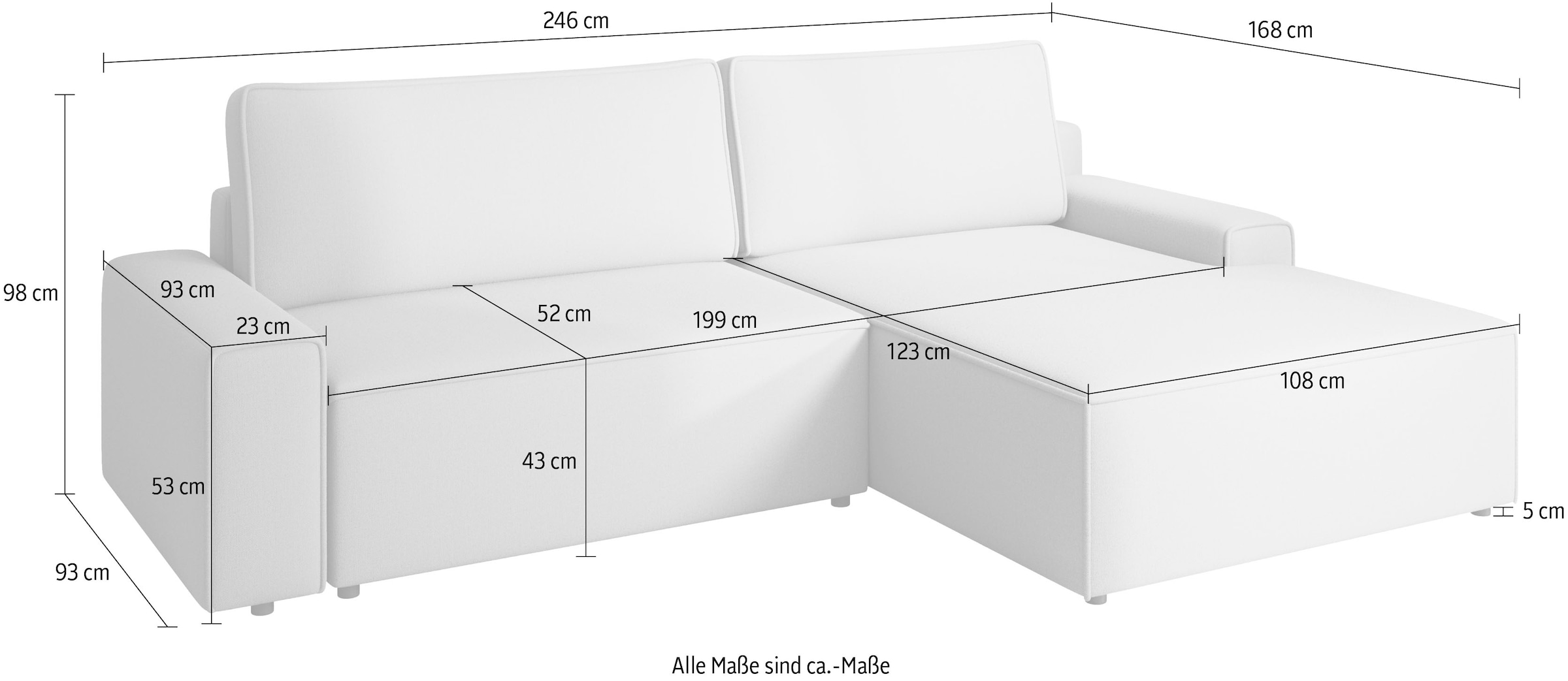 TRENDMANUFAKTUR Ecksofa »Challenge, Schlafsofa mit Bettkasten, Couch in L-Form, Breite 245 cm«, Recamiere beidseitig montierbar, auch in trendigem Cordstoff