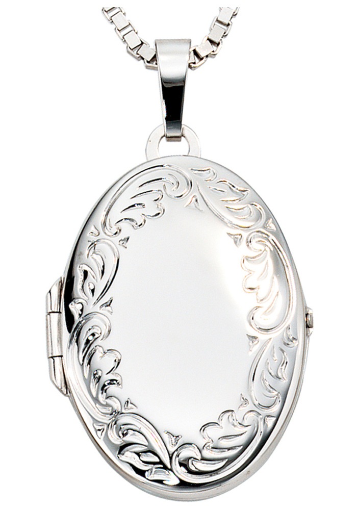 JOBO Medallionanhänger »Anhänger Medaillon oval 31 mm« ()  585 Weißgold für 2 Fotos
