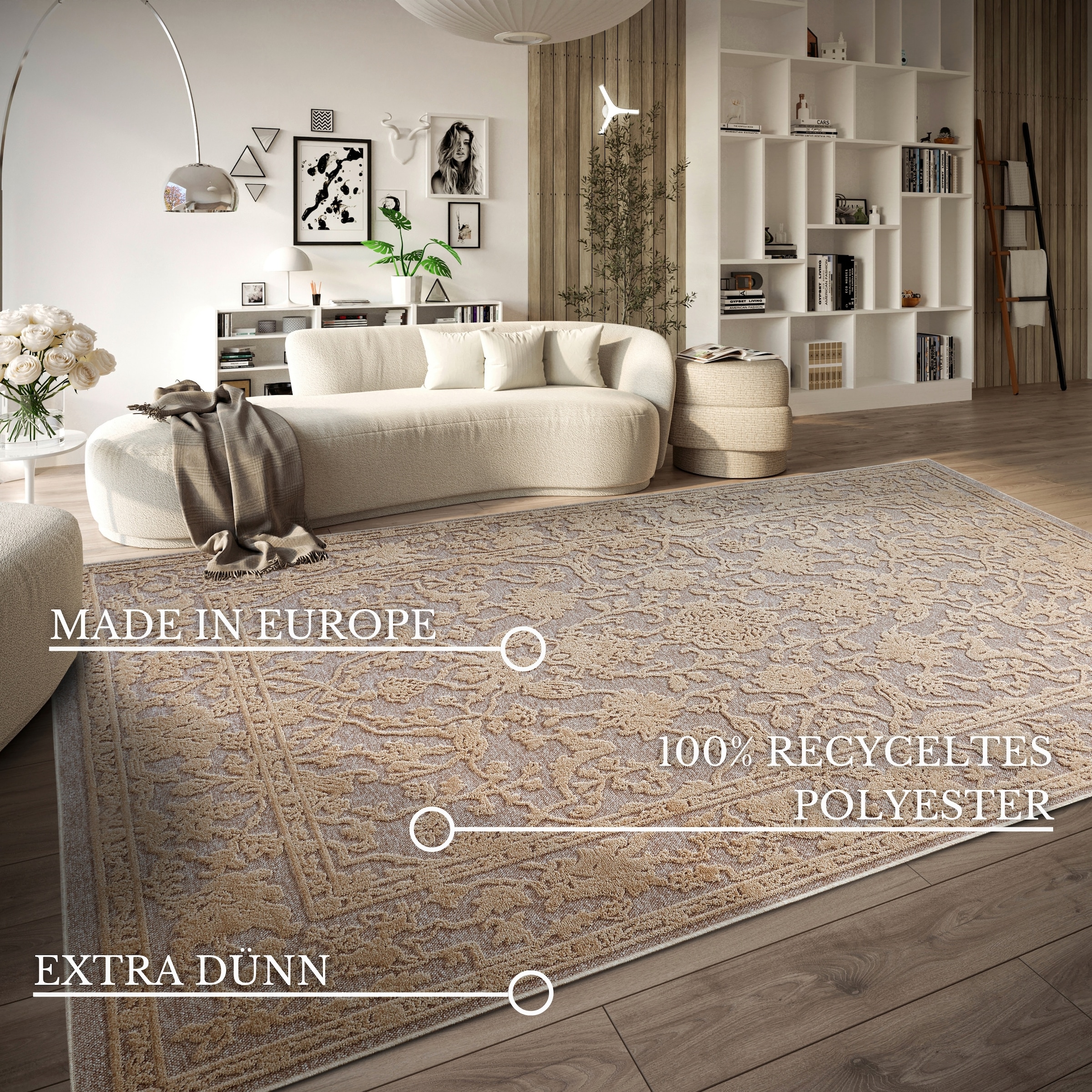 Villeroy & Boch Teppich »Ambroise«, rechteckig, 5,5 mm Höhe, Wohnzimmer, Schlafzimmer, Modern, Hoch-Tief Effekt, Flur