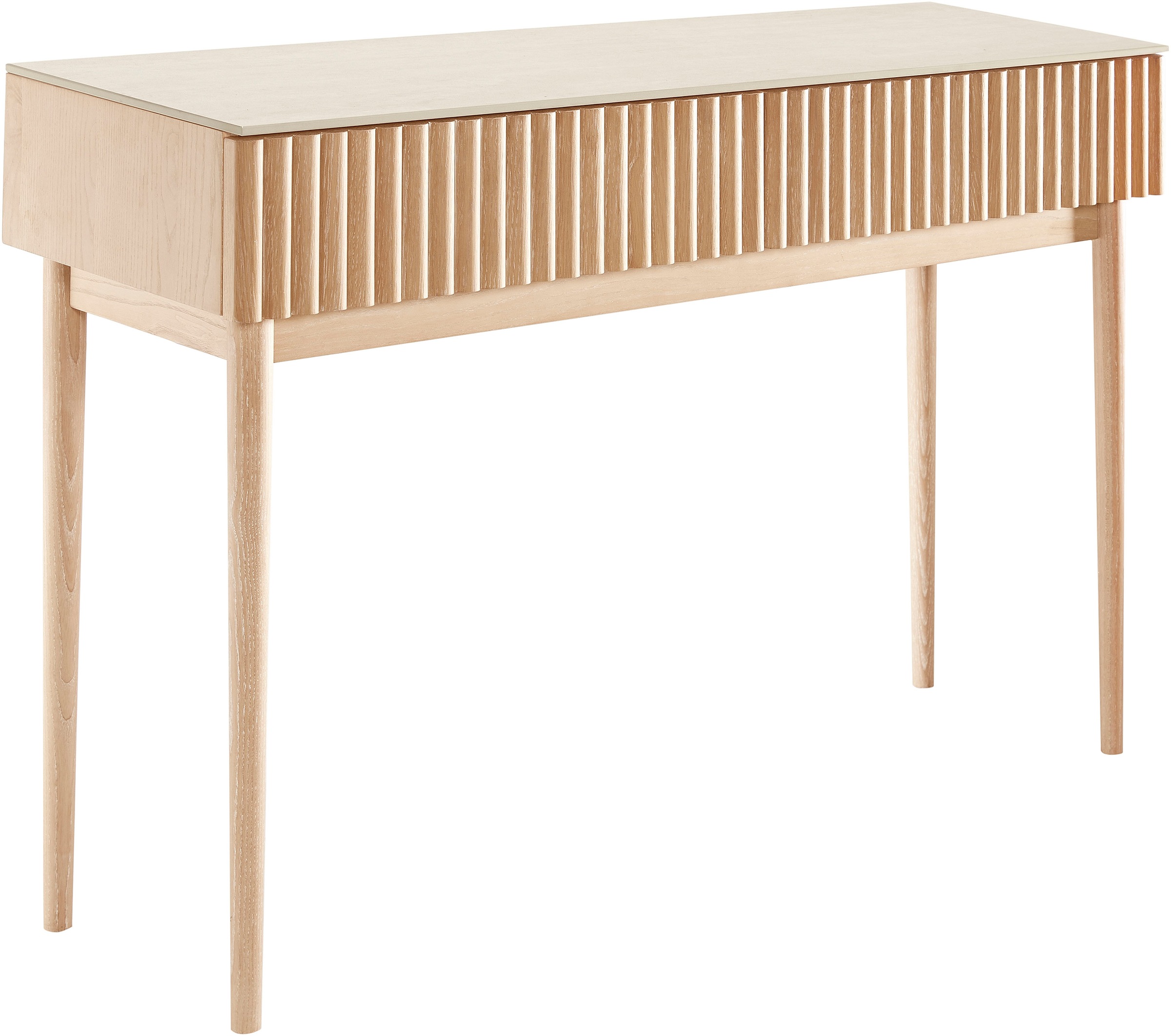 homsy by Ana Johnson Schminktisch "Solva" Esche-/Eukalyptusholz, geriffelte Front, Keramikplatte, Breite 118 cm