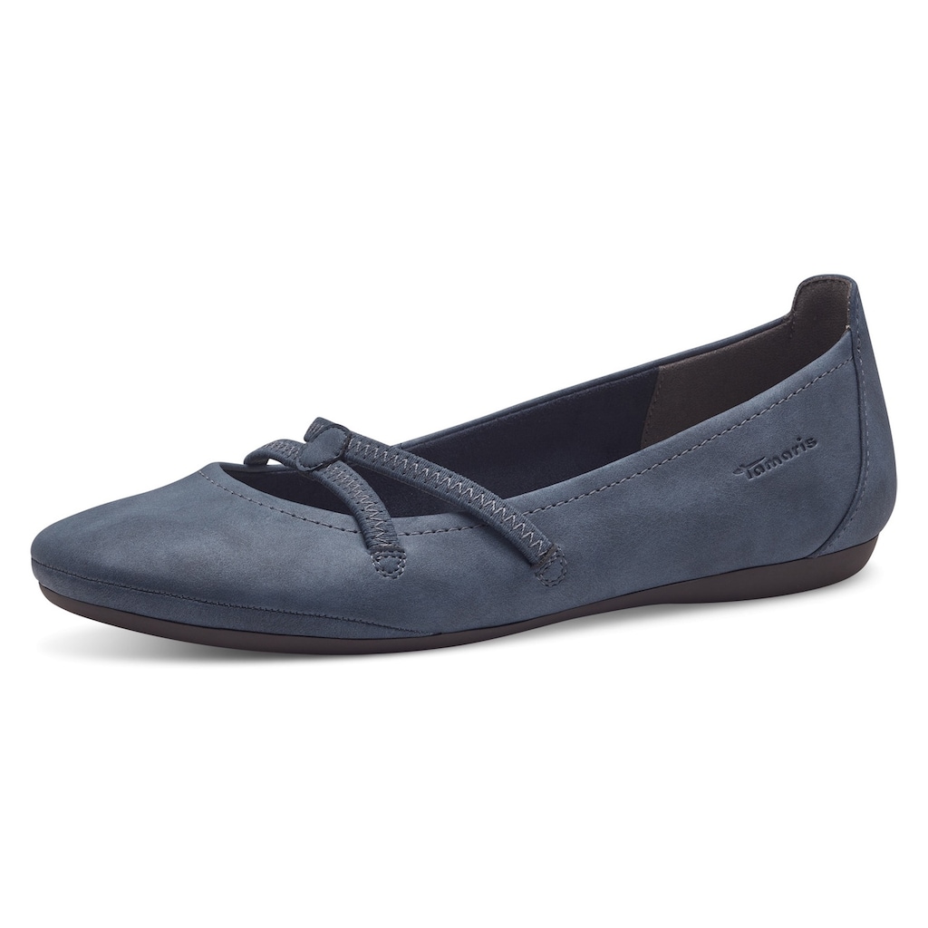 Tamaris Ballerina »Caterina«, Flats, Festtagsmode, Slipper mit Gummizugriemchen