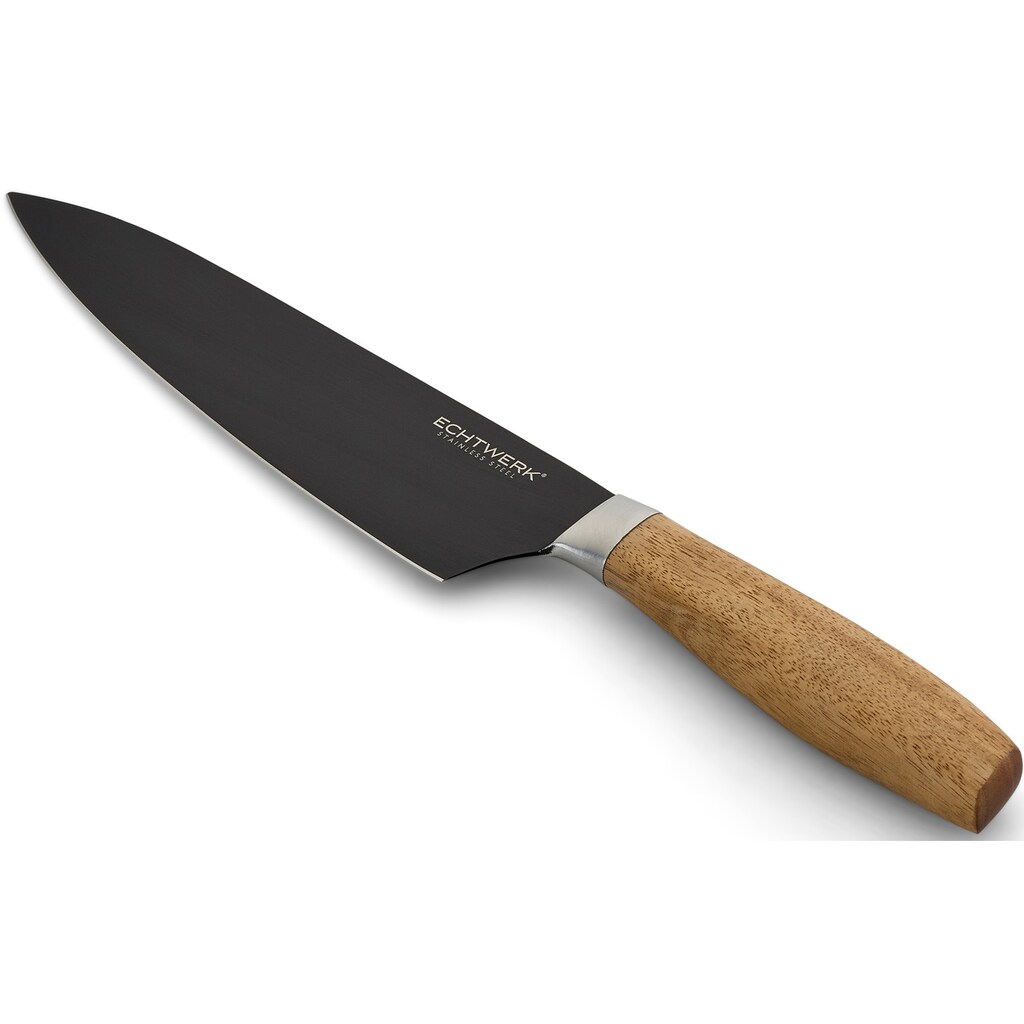 ECHTWERK Kochmesser »Clasic«, (1 tlg.), aus hochwertigem Stahl, Küchenmesser mit Griff aus Rosenholz, Black-Edition, Klingenlänge: 20 cm