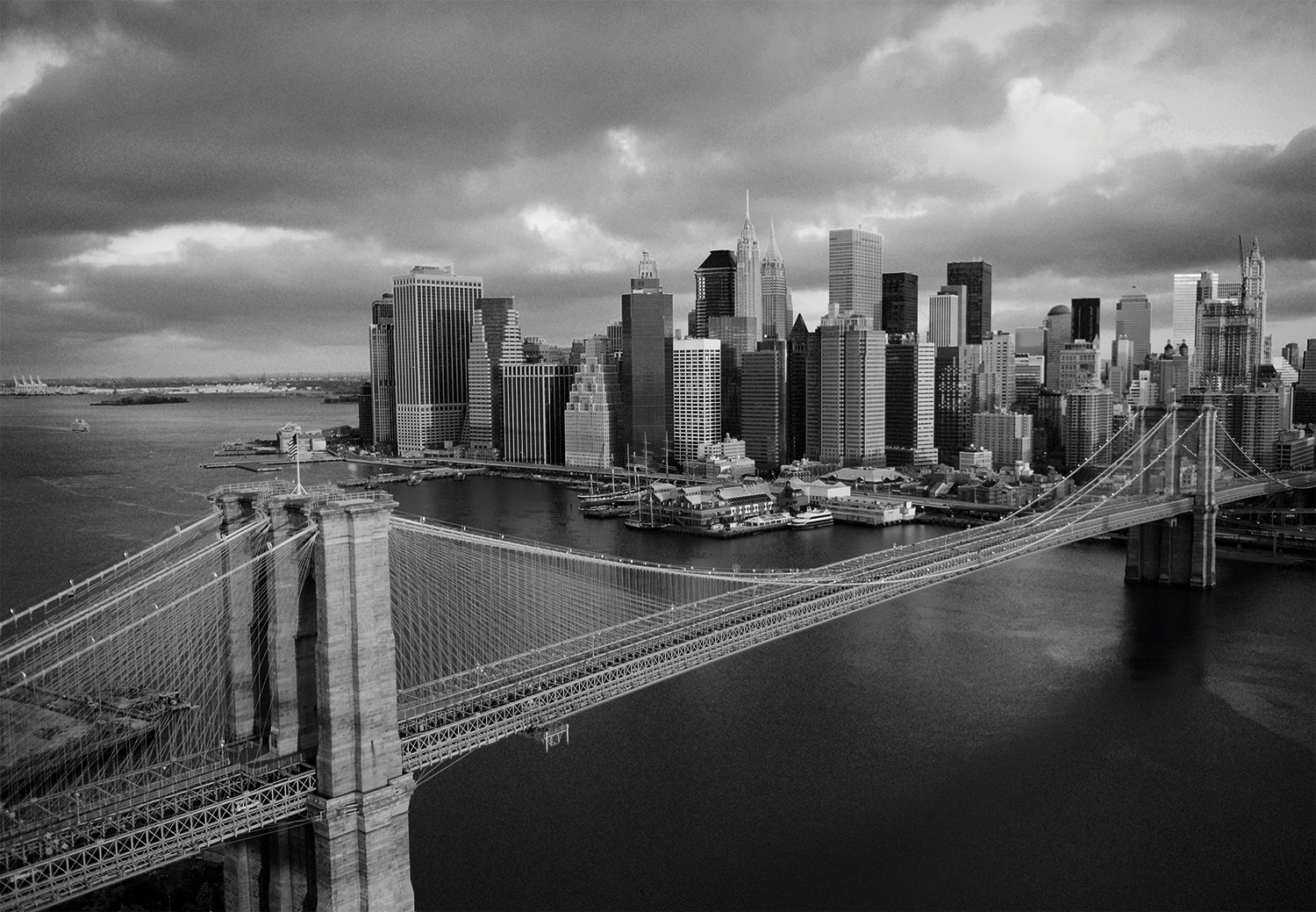 Papermoon Fototapete "Brooklyn Bridge black/white" glatt