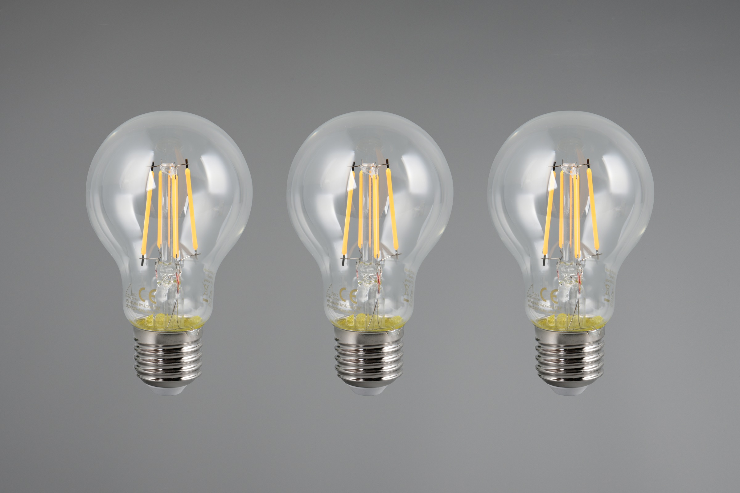 TRIO Leuchten LED-Filament »Leuchtmittel Set E27«, E27, 3 St., Warmweiß, 3er Set Filament Leuchtmittel E27 Fassung, Glühbirne E27 LED warmweiß
