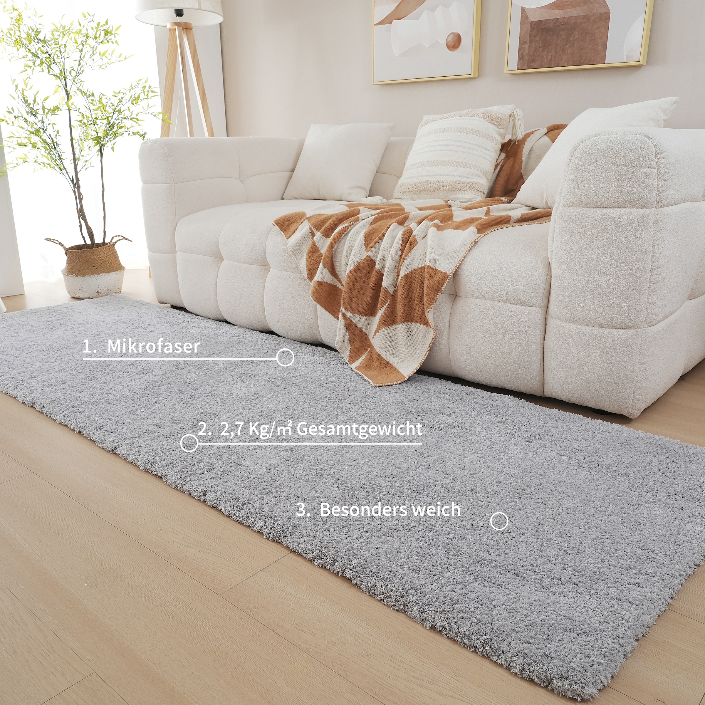my home Hochflor-Läufer »Microfaser Teppich Magong, besonders weich, sehr feiner Flor«, rechteckig, 25 mm Höhe, uni Teppiche, Wohnzimmer, Schlafzimmer, Kinderzimmer, Flur, Brücke